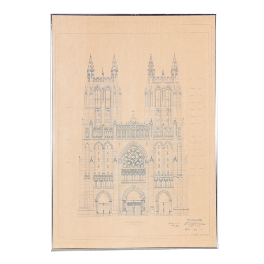 Blueprint for Washington Cathedral West Elevation