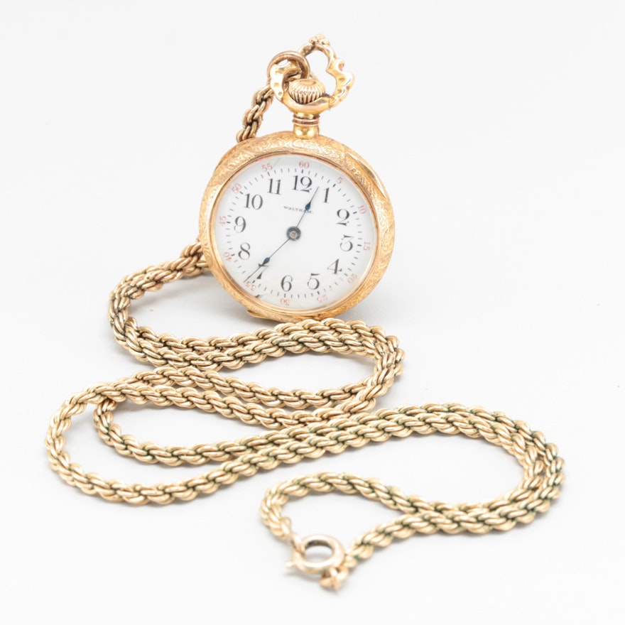 Antique Waltham 14K Yellow Gold Pendant Watch