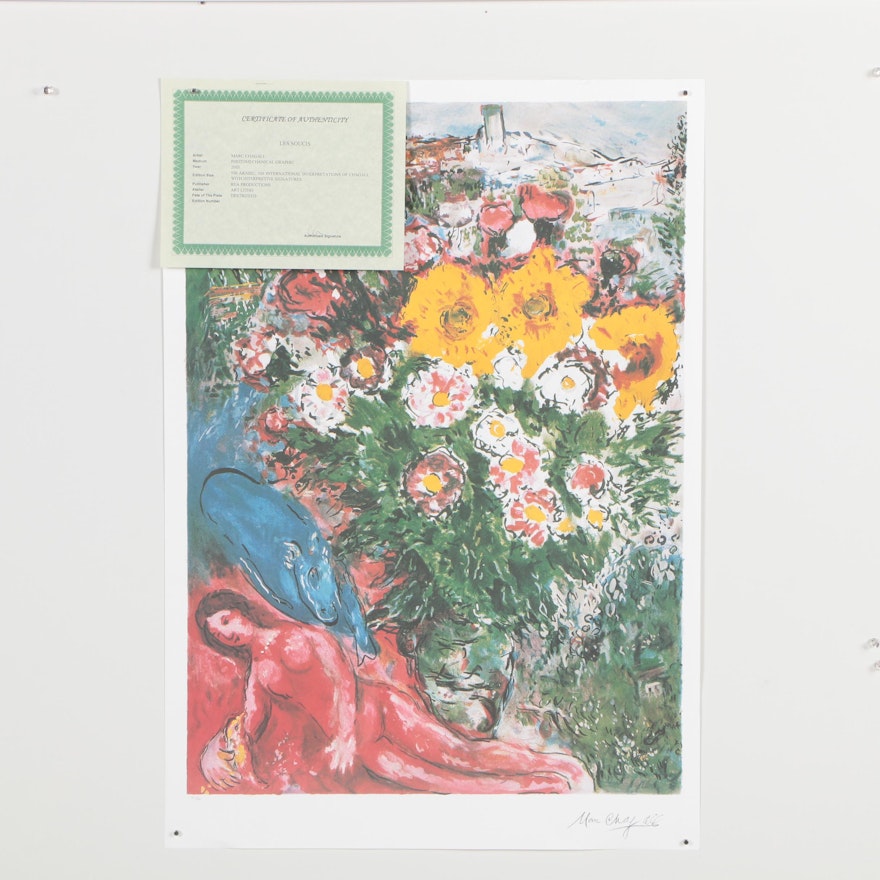 Limited Edition Offset Lithograph after Marc Chagall "Les Soucis"