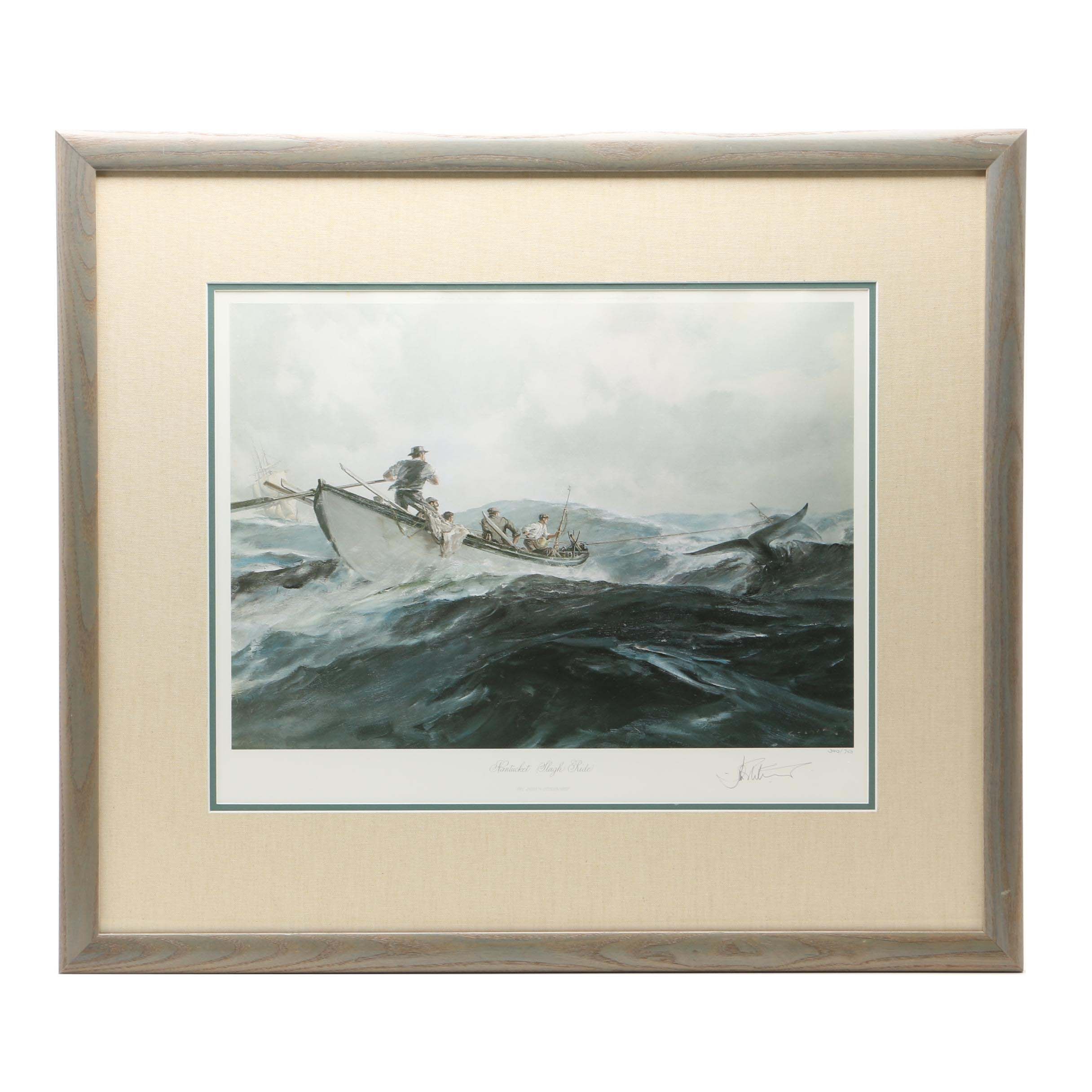 John Stobart Limited Edition Offset Lithograph "Nantucket Sleigh Ride"