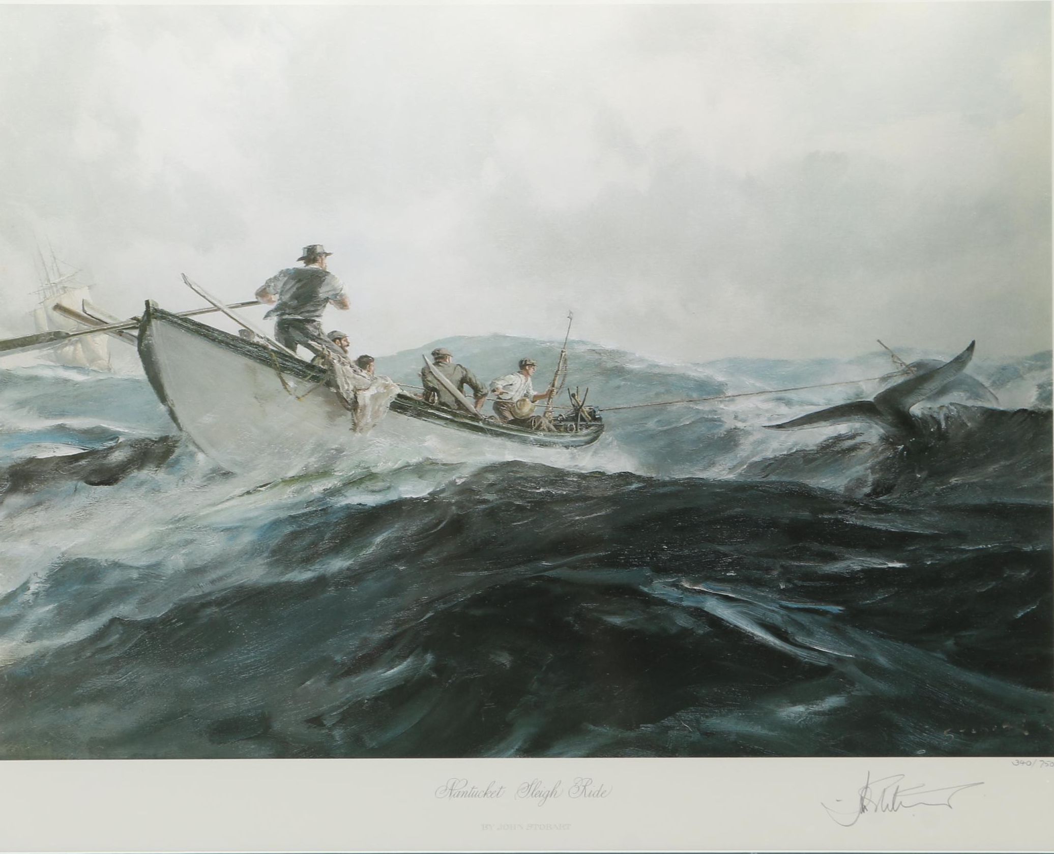 John Stobart Limited Edition Offset Lithograph "Nantucket Sleigh Ride"