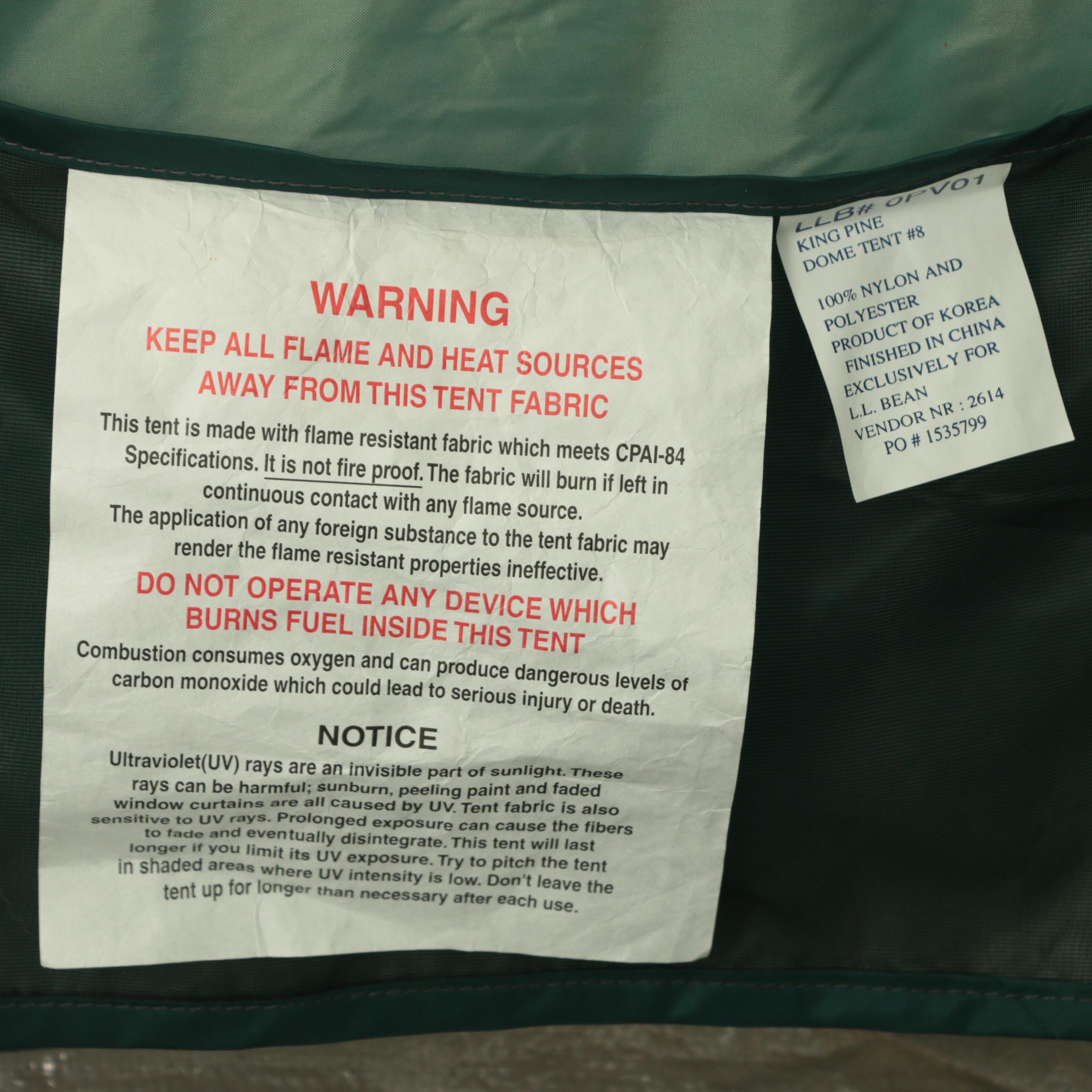 L.L. Bean King Pine Dome Camping Tent with Case