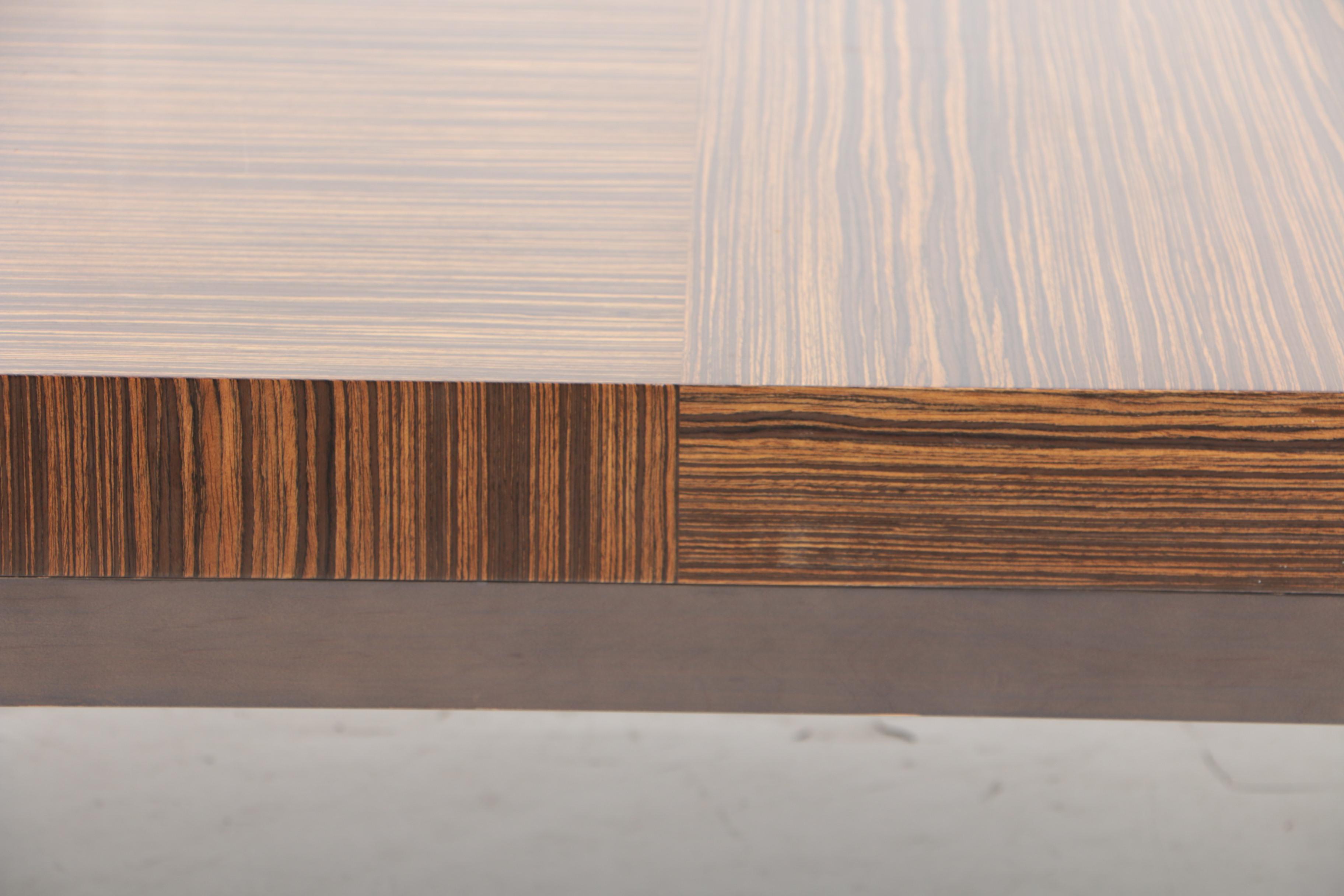 Custom Designed and Fabricated Zebrawood Coffee Table