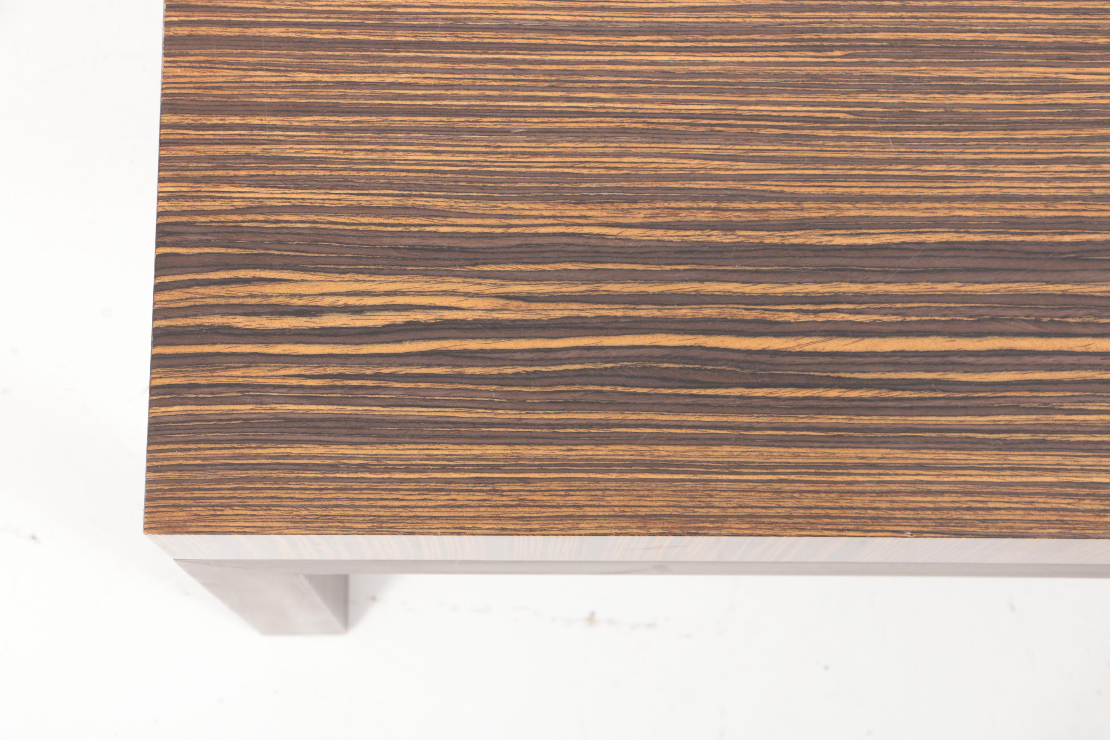 Custom Designed and Fabricated Zebrawood Coffee Table