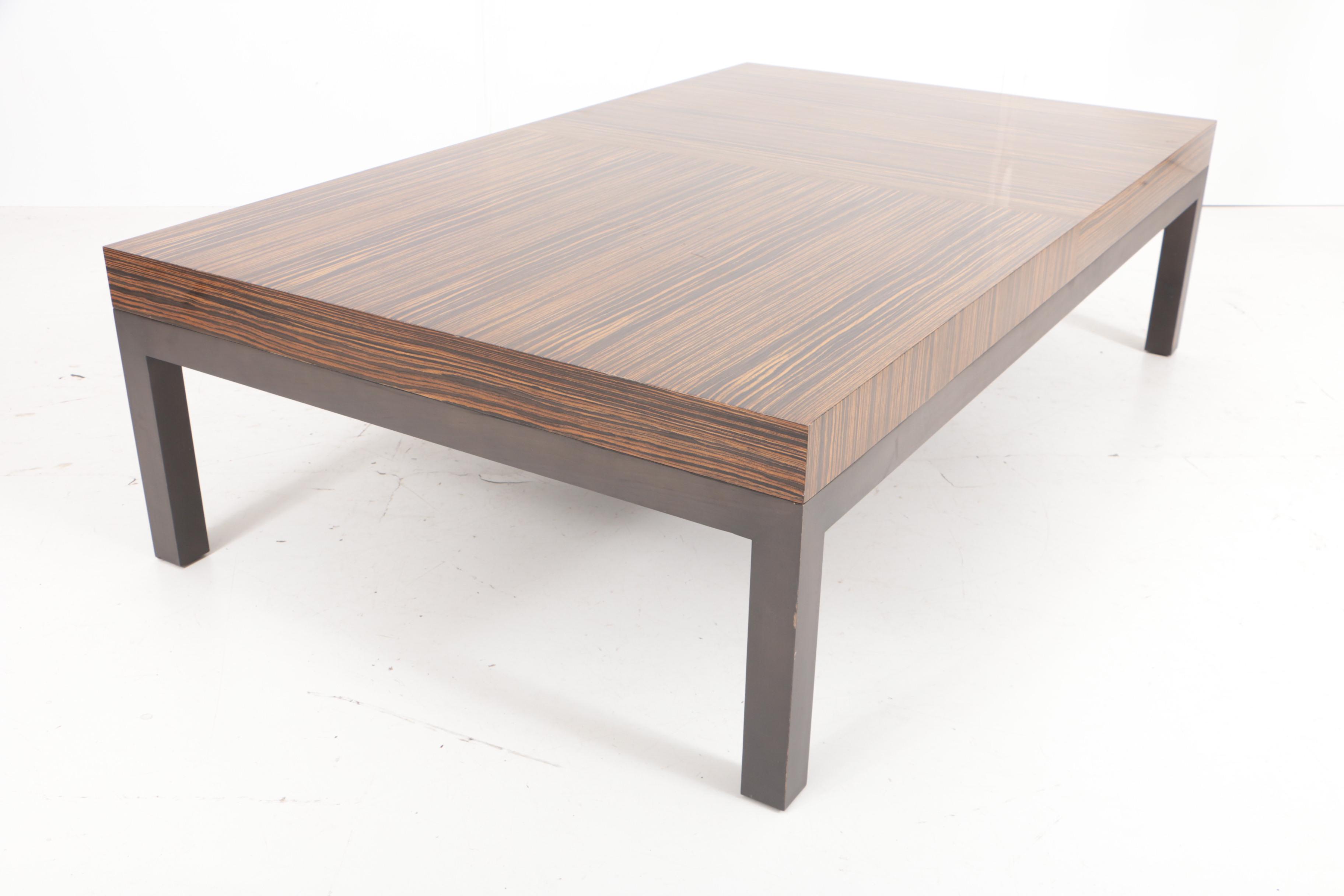Custom Designed and Fabricated Zebrawood Coffee Table