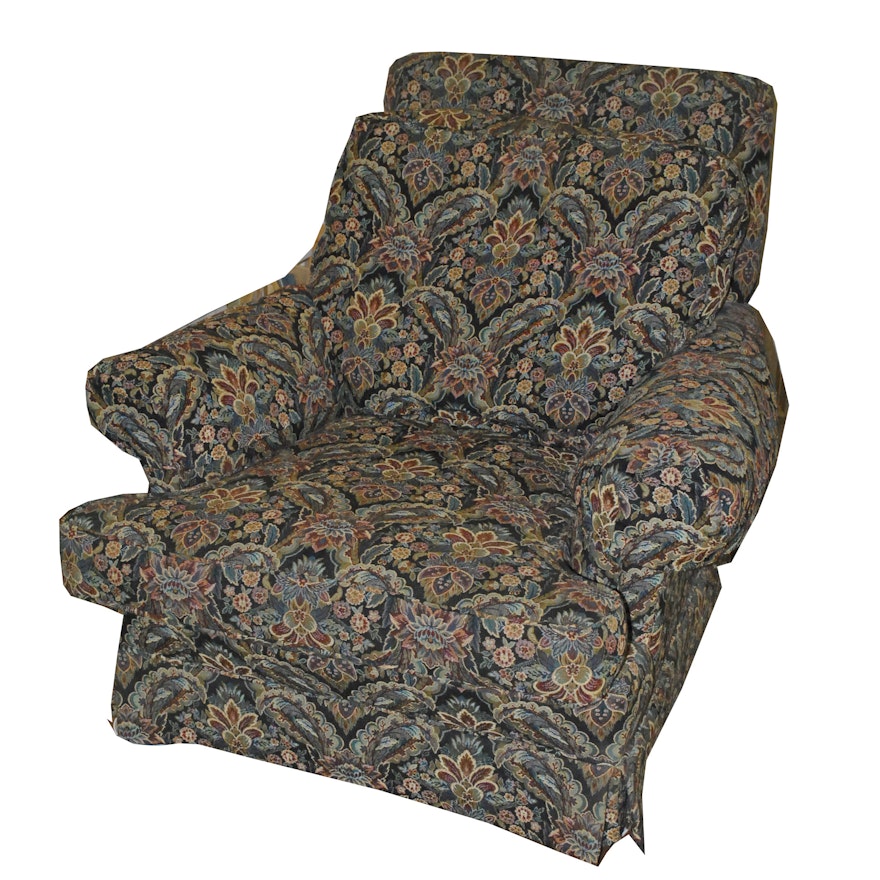 Foliate Tapestry Style Upholstered Cushioned Armchair