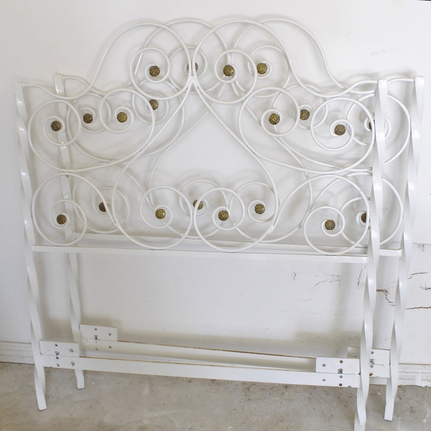 White Metal Scrolled Twin Sized Bed Frame