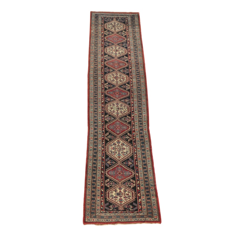 Semi-Antique Hand Knotted Persian Meshkin Carpet Runner