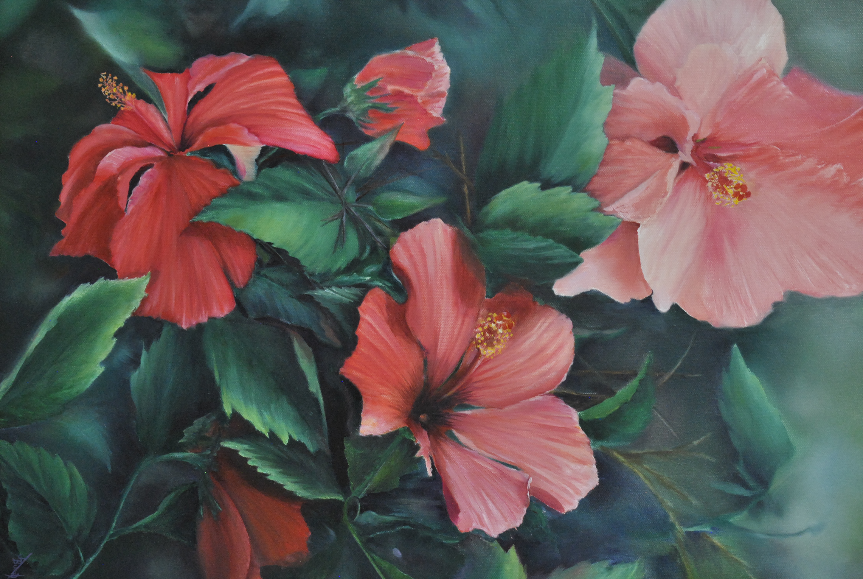 J. Burch Acrylic Painting of Flowers