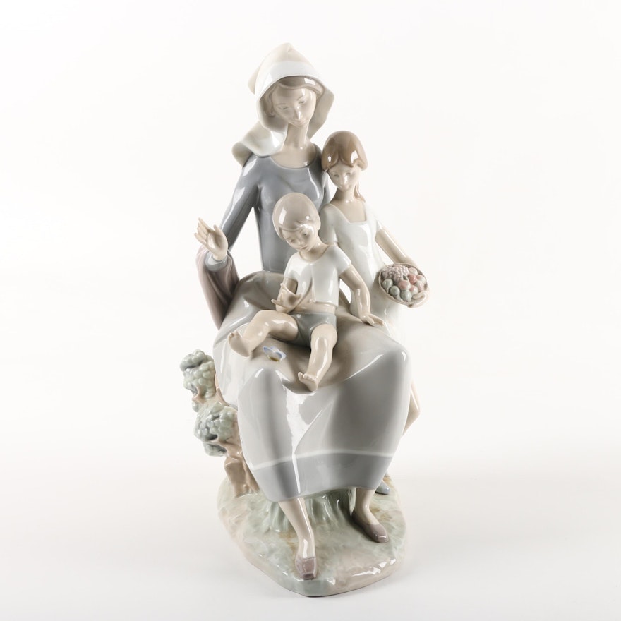 Lladró Butterfly Watching Family Porcelain Statuette