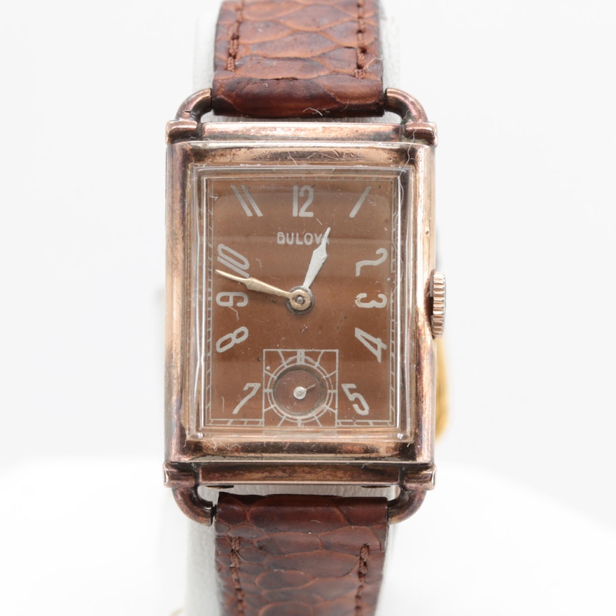 Bulova Gold Filled Leather Wristwatch