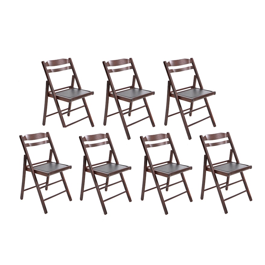 Wood and Faux Leather Folding Chairs by Linon Home Décor