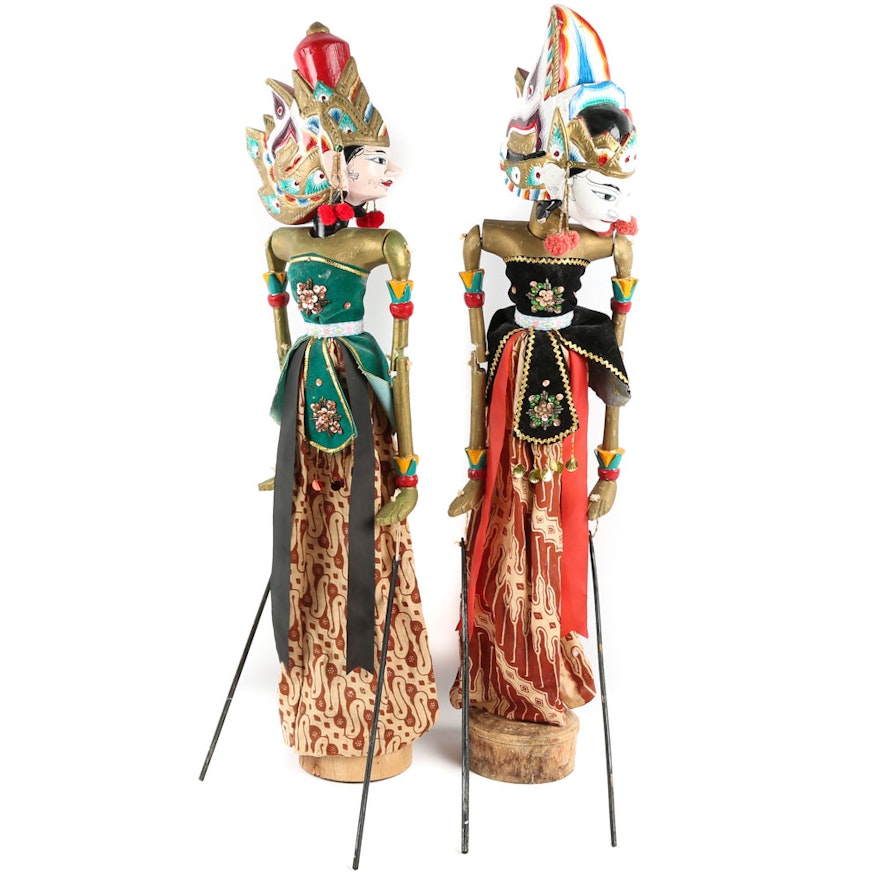 Wood Carved Wayang Golek Rod Puppets