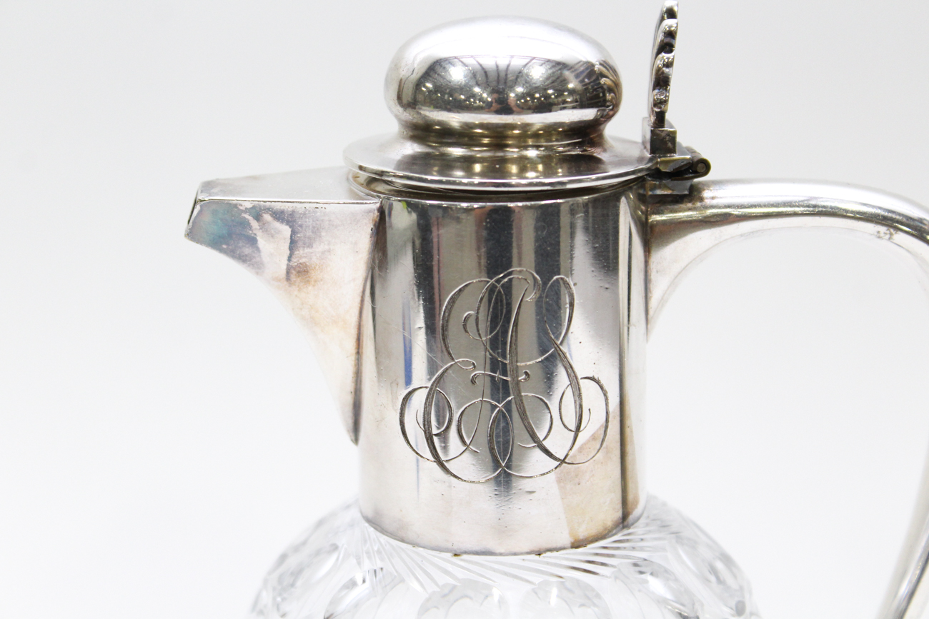 Victorian Silver Plate and Glass Claret Jug, by John Grinsell & Sons