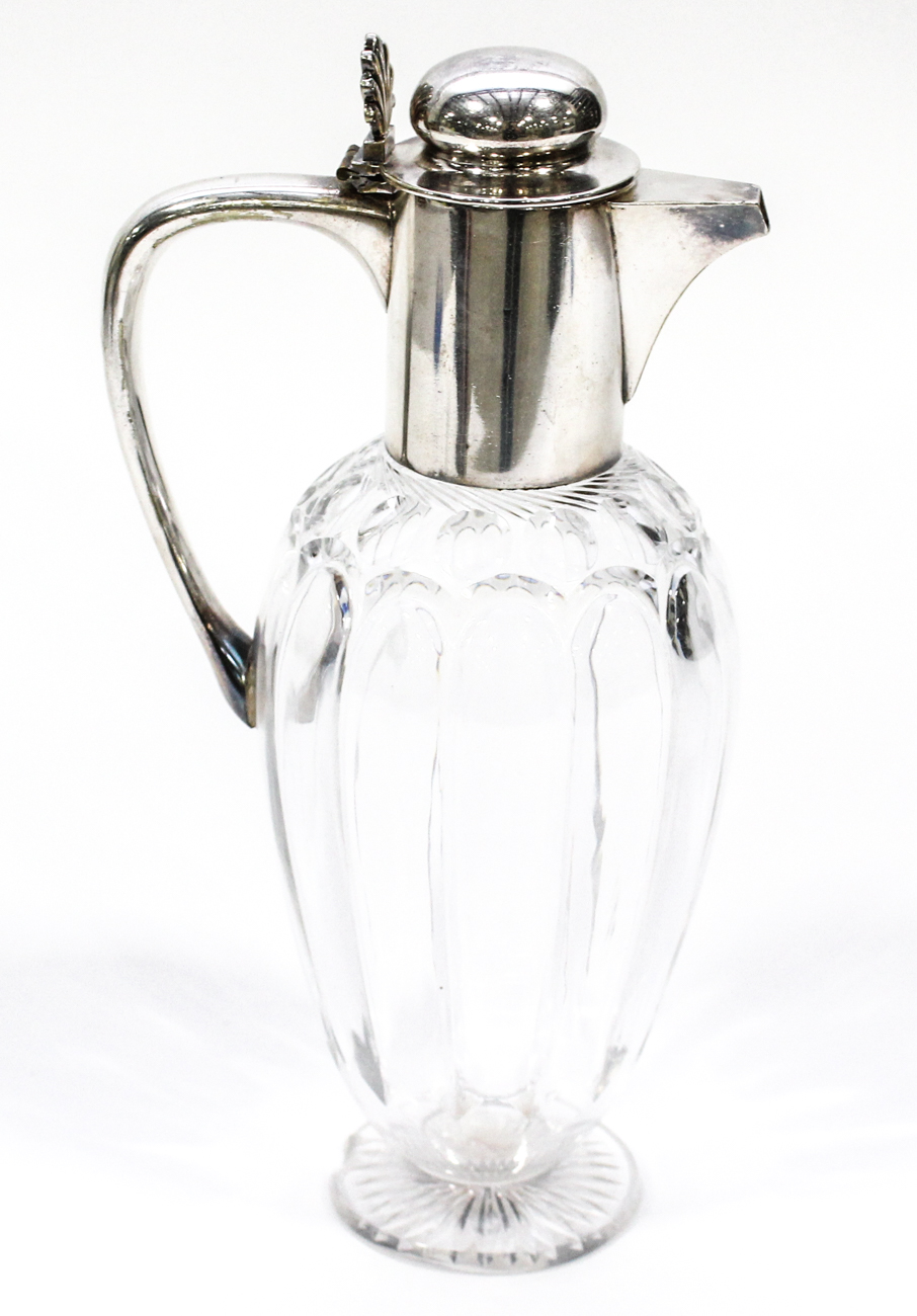 Victorian Silver Plate and Glass Claret Jug, by John Grinsell & Sons