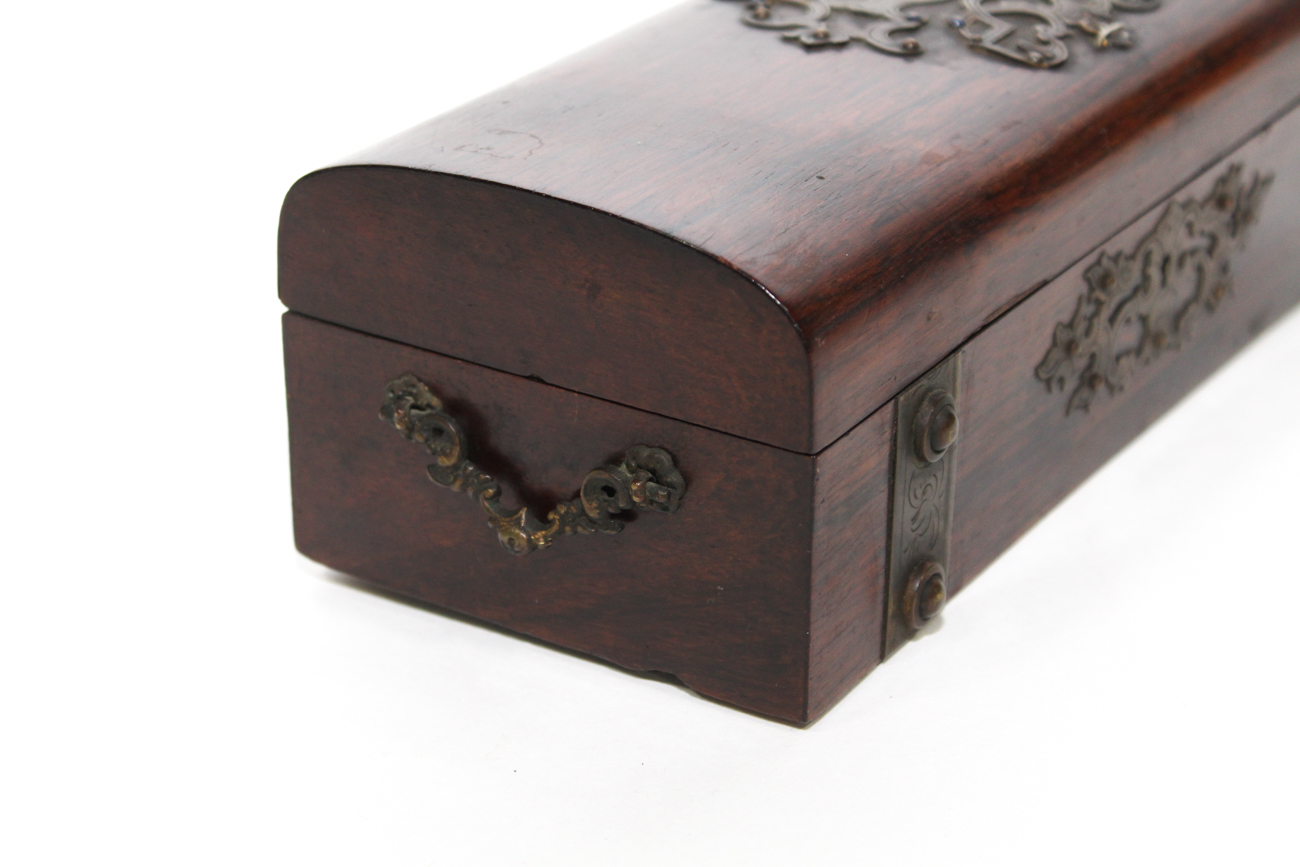 Victorian Brass-Mounted Rosewood Glove Box, Mid-19th Century