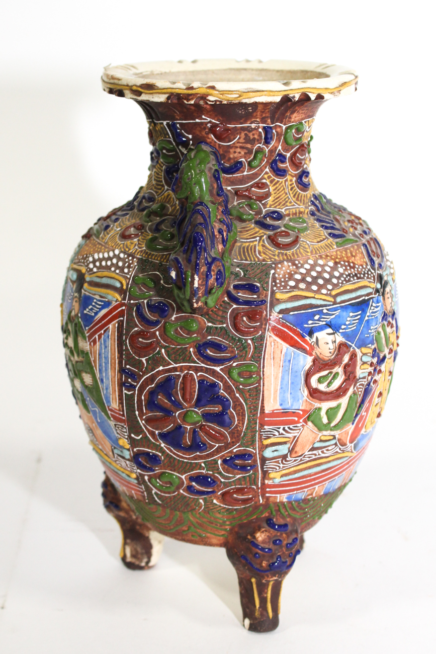 Vintage Japanese Satsuma Pottery Vase