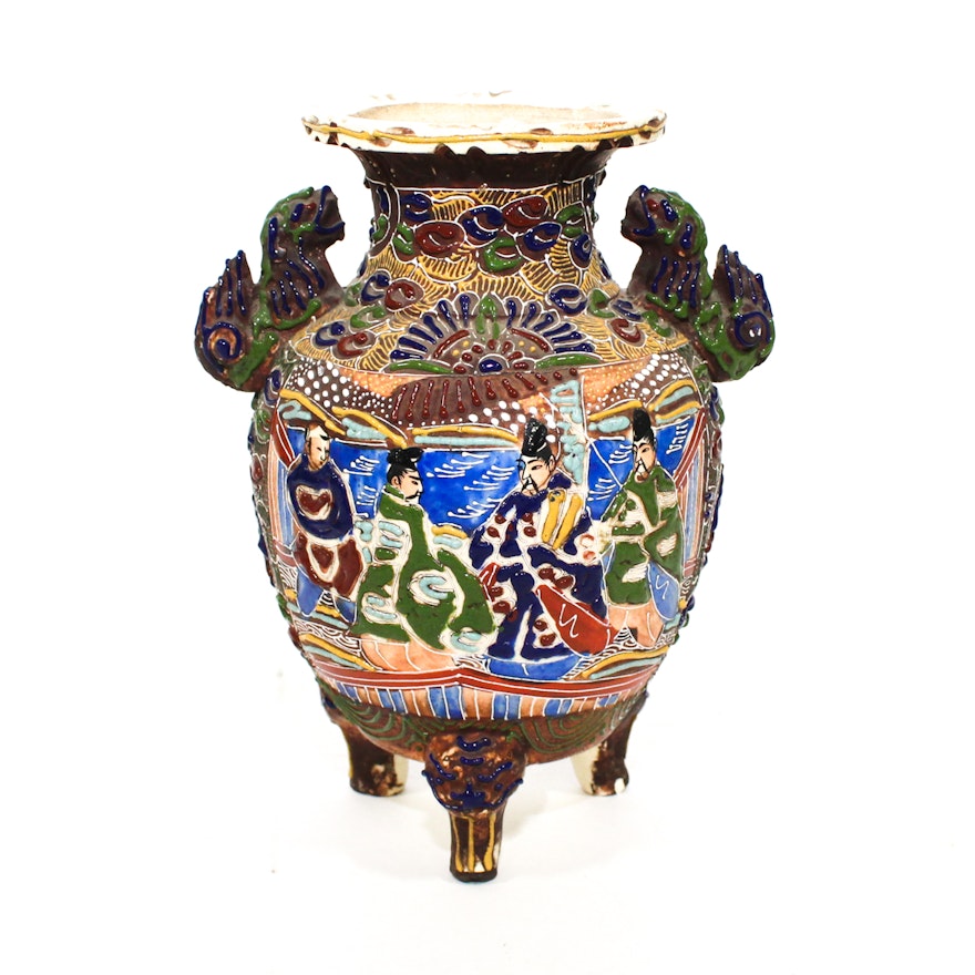 Vintage Japanese Satsuma Pottery Vase