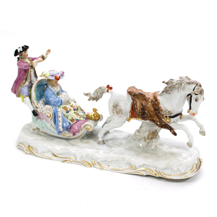 Dresden (Potschappel) Porcelain Model of a Sleigh Ride, 20th Century