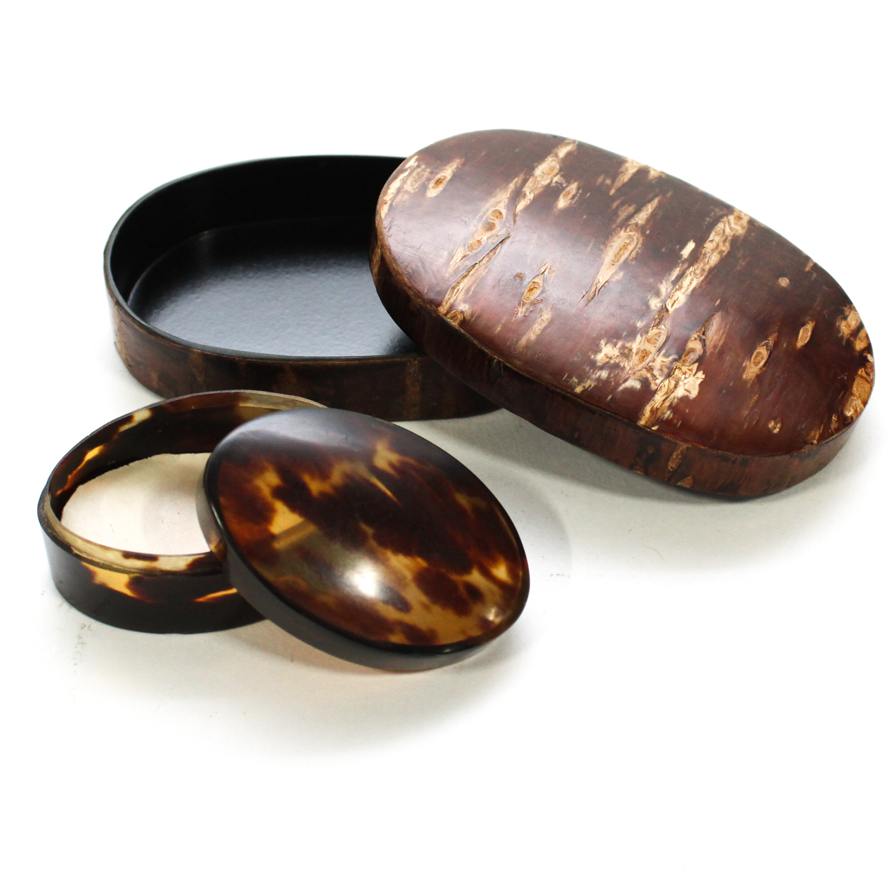 Collection of Brass and Leather Boxes, 20th Century