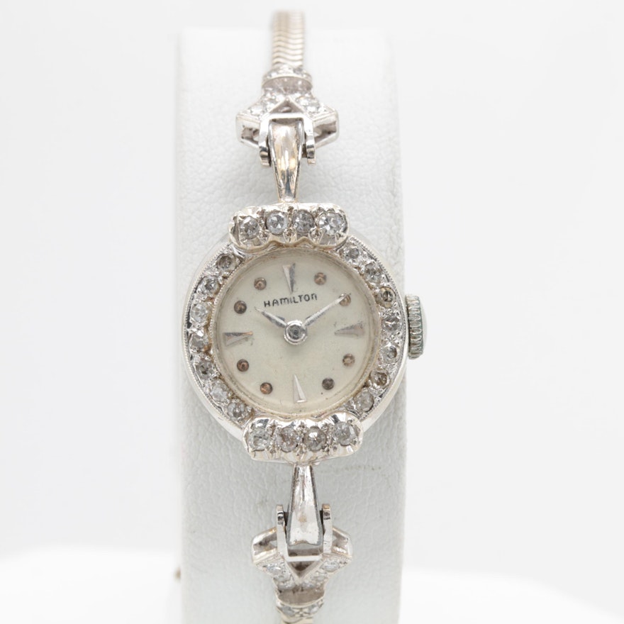 Hamilton 14K White Gold Diamond Wristwatch