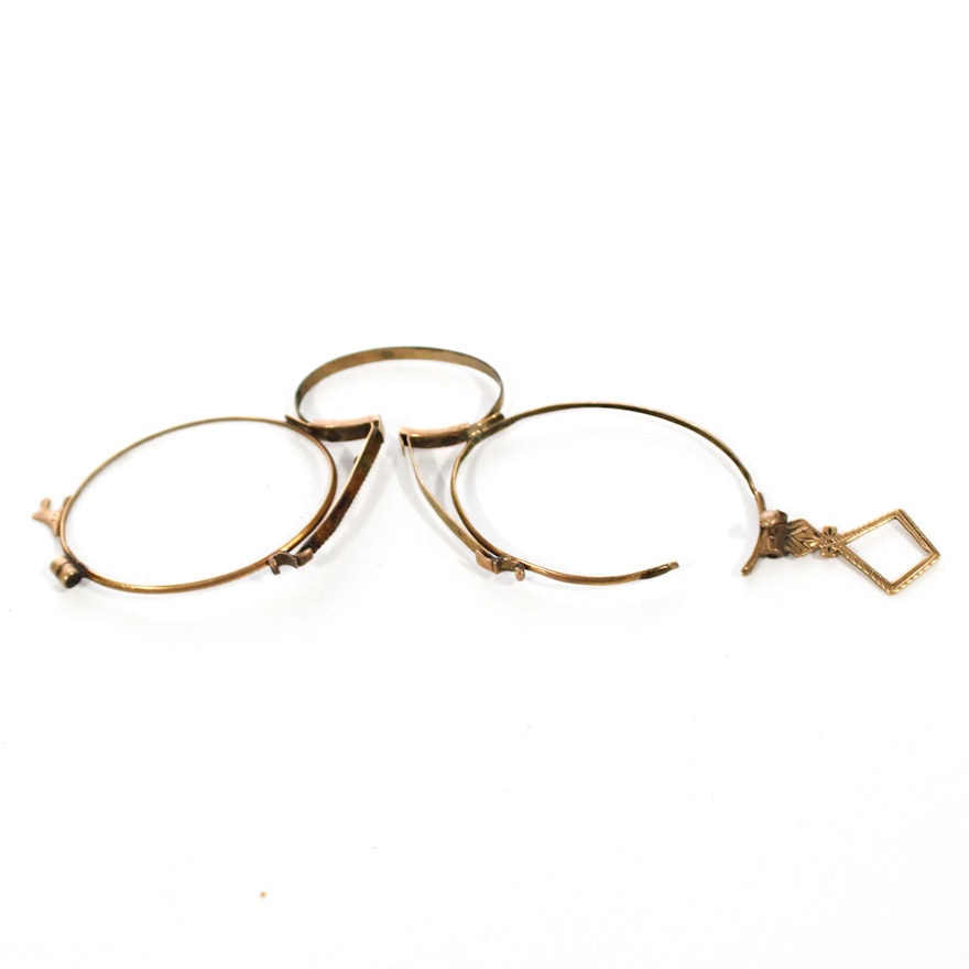 Pair of Victorian Pince Nez and Case, Late 19th Century