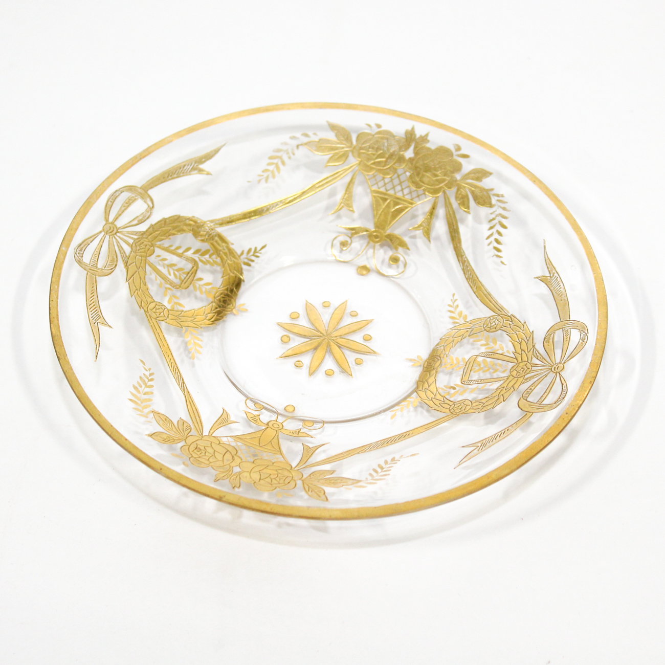 Collection of Gilt Decorated Glass Finger Bowls and Plates, 20th Century