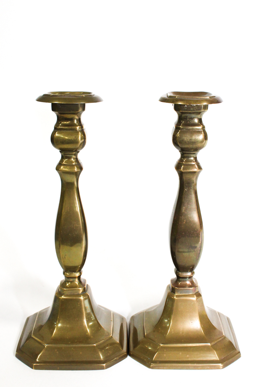 Pair of Brass Candlesticks, Late 19th Century