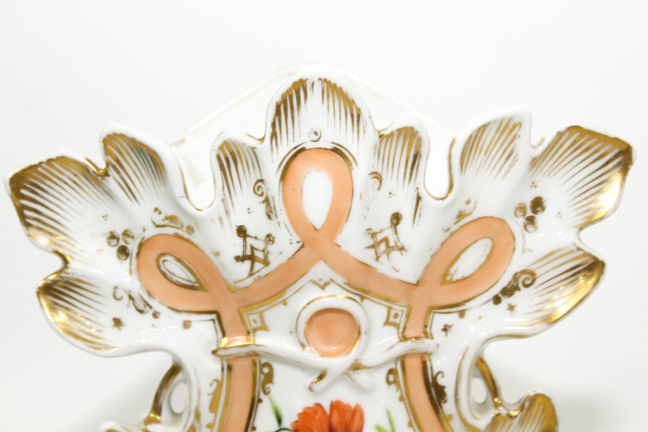 Pair of Victorian Floral Painted Spill Vases, Mid-19th Century