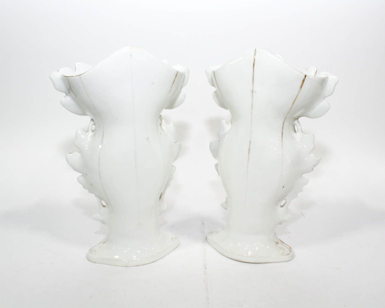 Pair of Victorian Floral Painted Spill Vases, Mid-19th Century