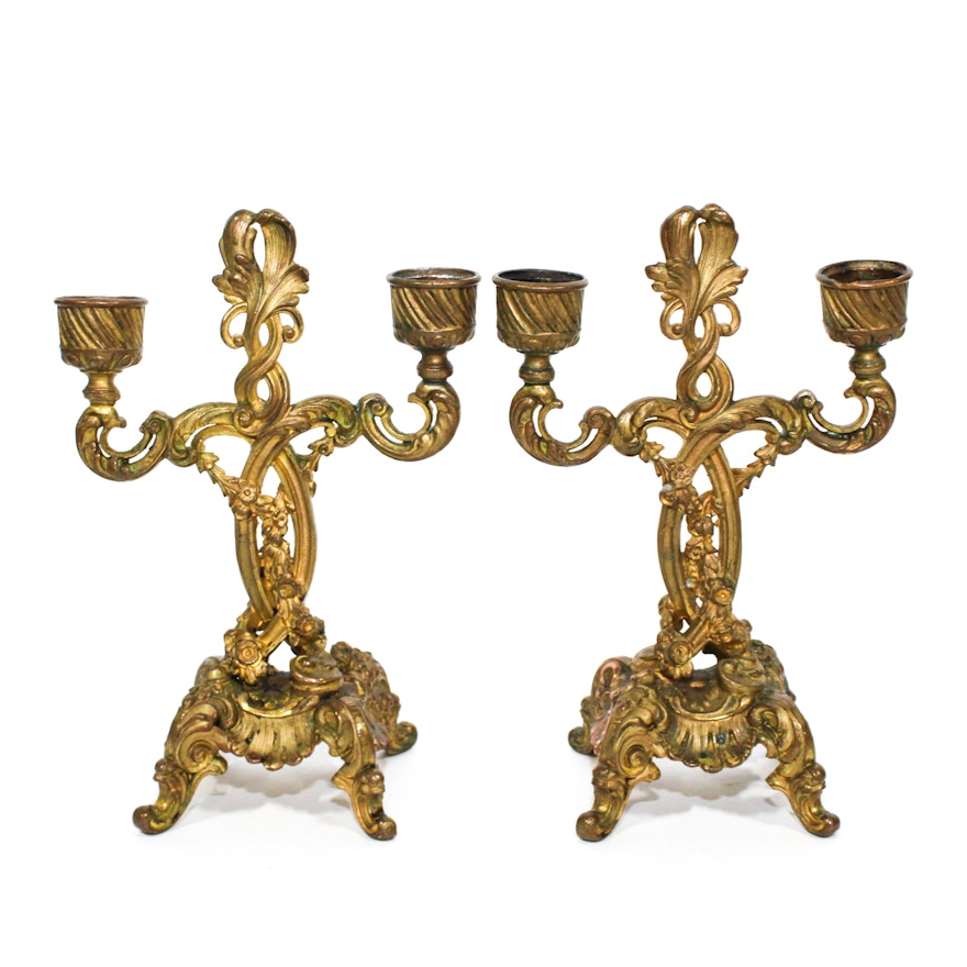 Pair of French Gilt-Metal Candelabra, Late 19th Century