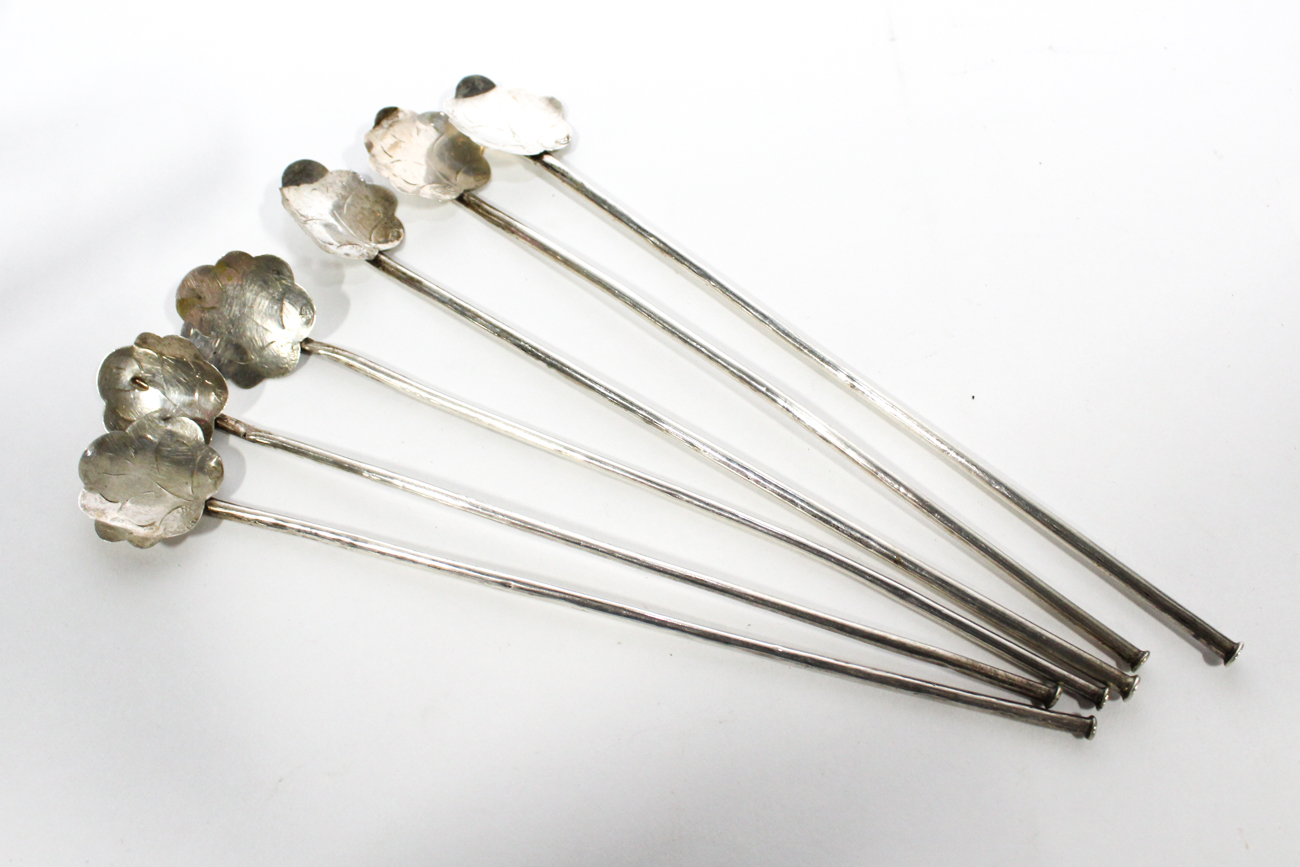 Argentinian Silver Yerba Mate Tea Gourd, Straw and Accessories, 20th Century