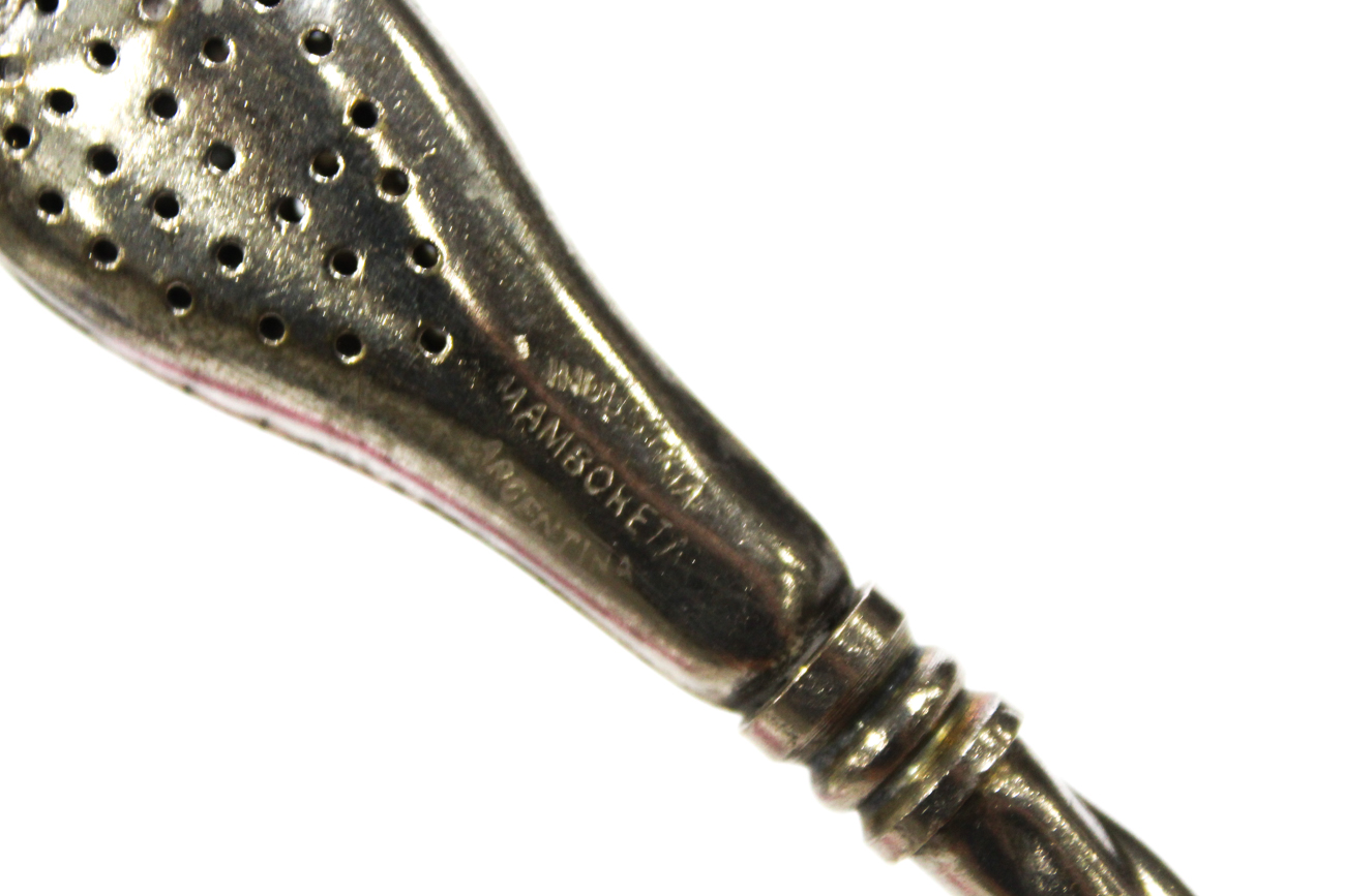 Argentinian Silver Yerba Mate Tea Gourd, Straw and Accessories, 20th Century