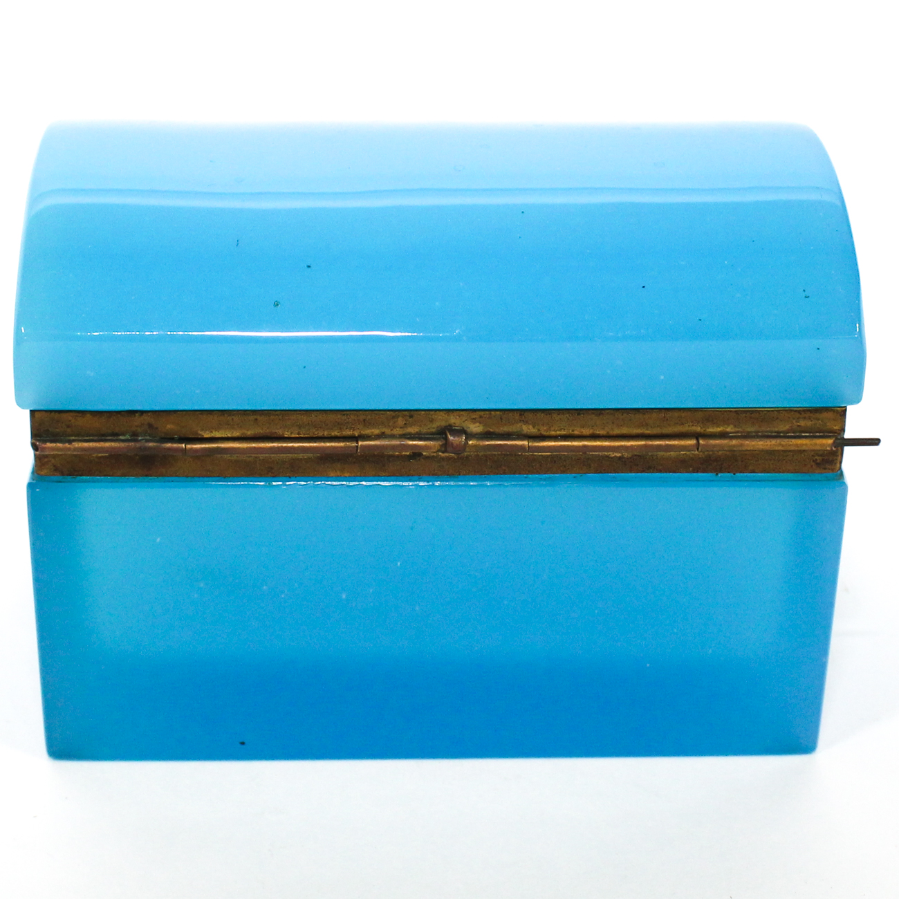 French Gilt Brass Mounted Blue Glass Table Casket, 19th Century