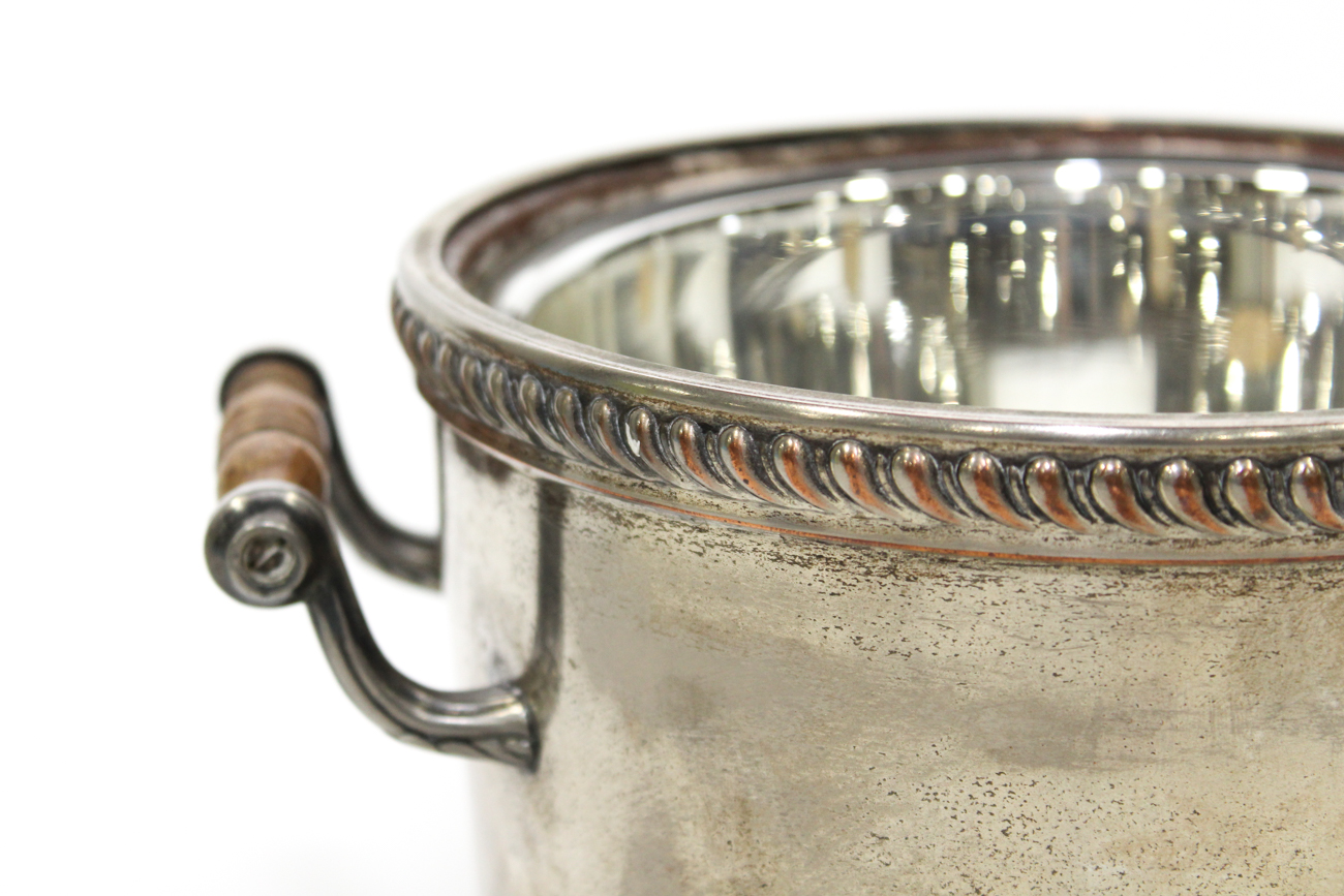 Silver Plate on Copper Two Handle Ice Bucket, 20th Century