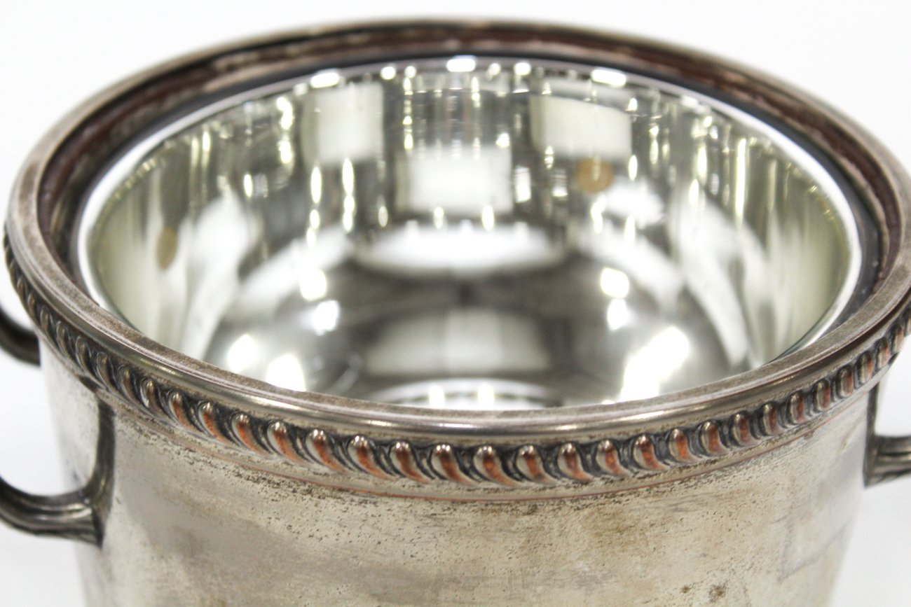 Silver Plate on Copper Two Handle Ice Bucket, 20th Century