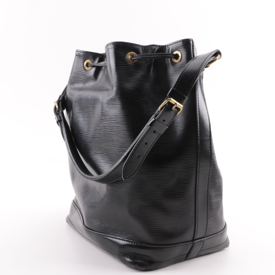 1992 Louis Vuitton Paris Black Epi Leather  Noe Bag