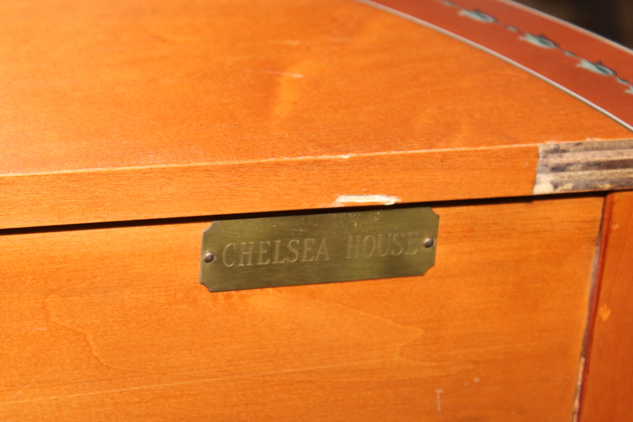 George III Style Paint-Decorated Demilune Console Table by Chelsea House