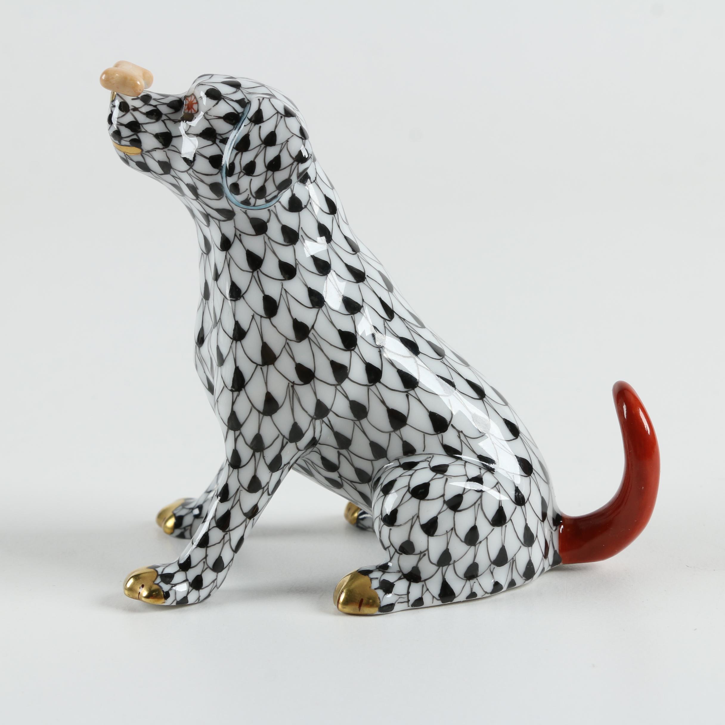 Herend Hungary Hand-Painted "Max with Bone" Porcelain Figurine