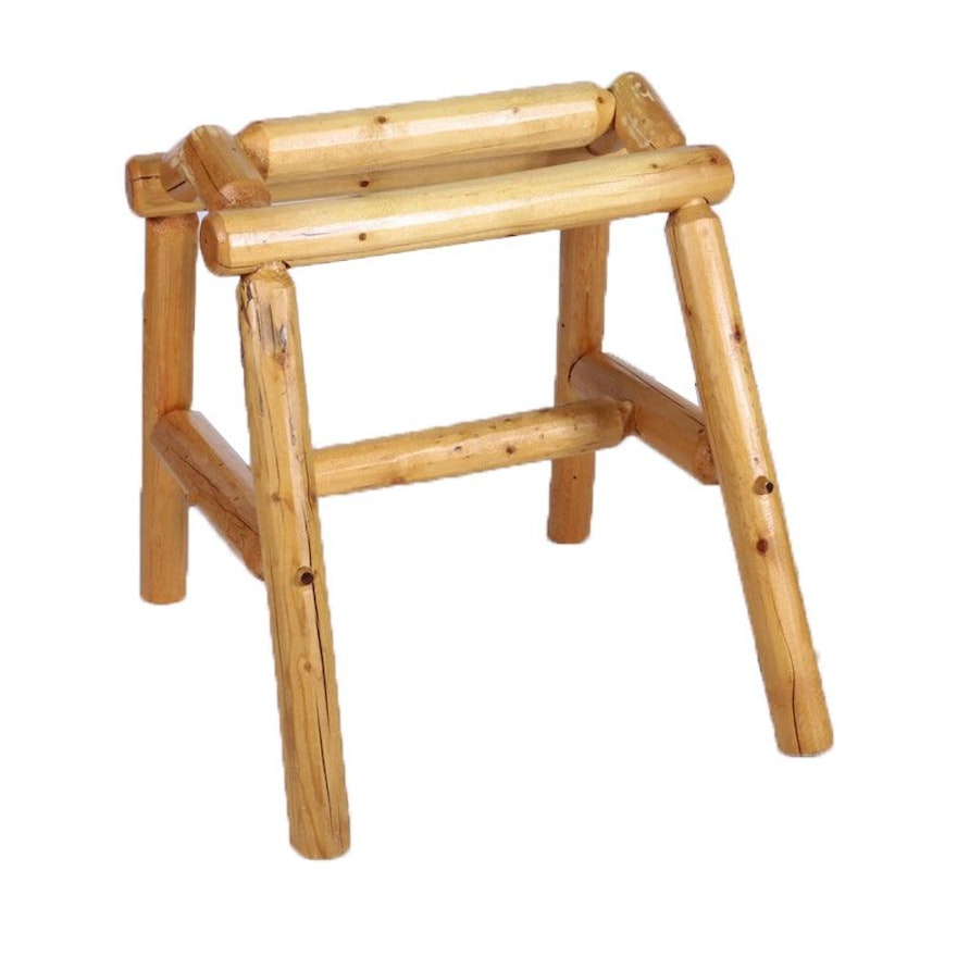 Handcrafted Pine Log Saddle Stand