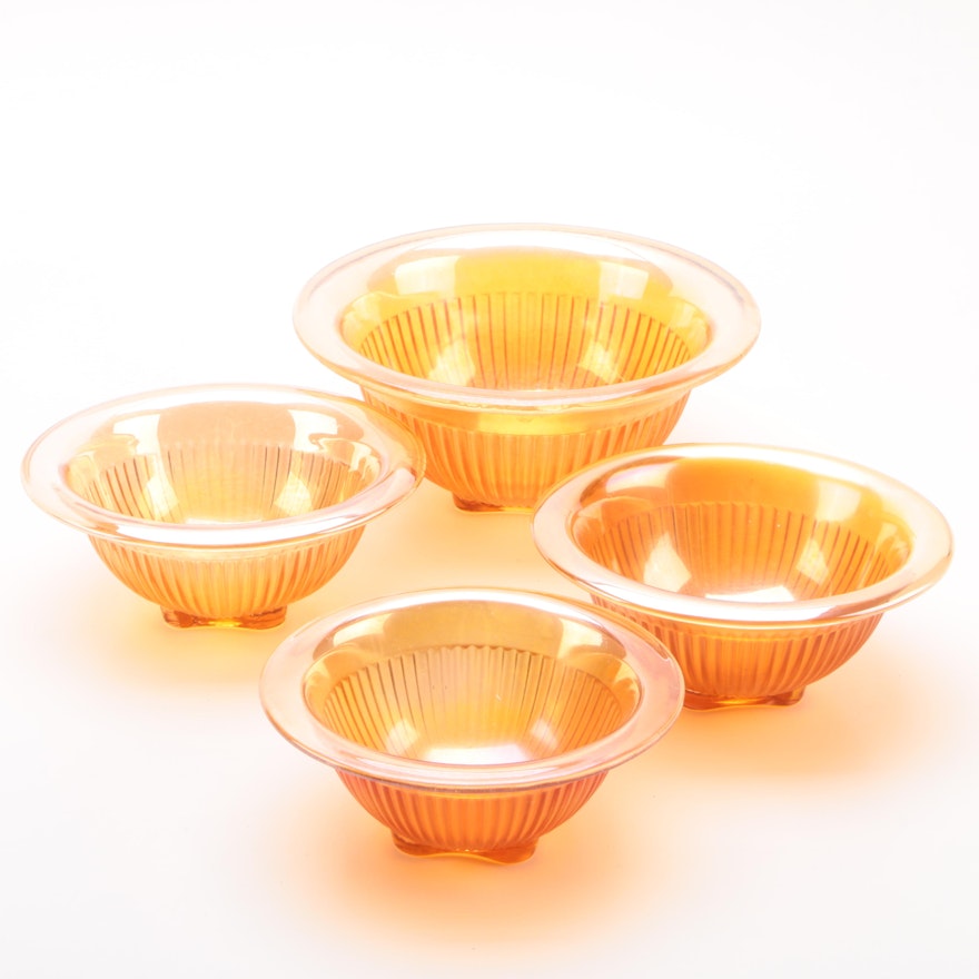 Federal Glass Marigold Carnival Glass Bowl Set