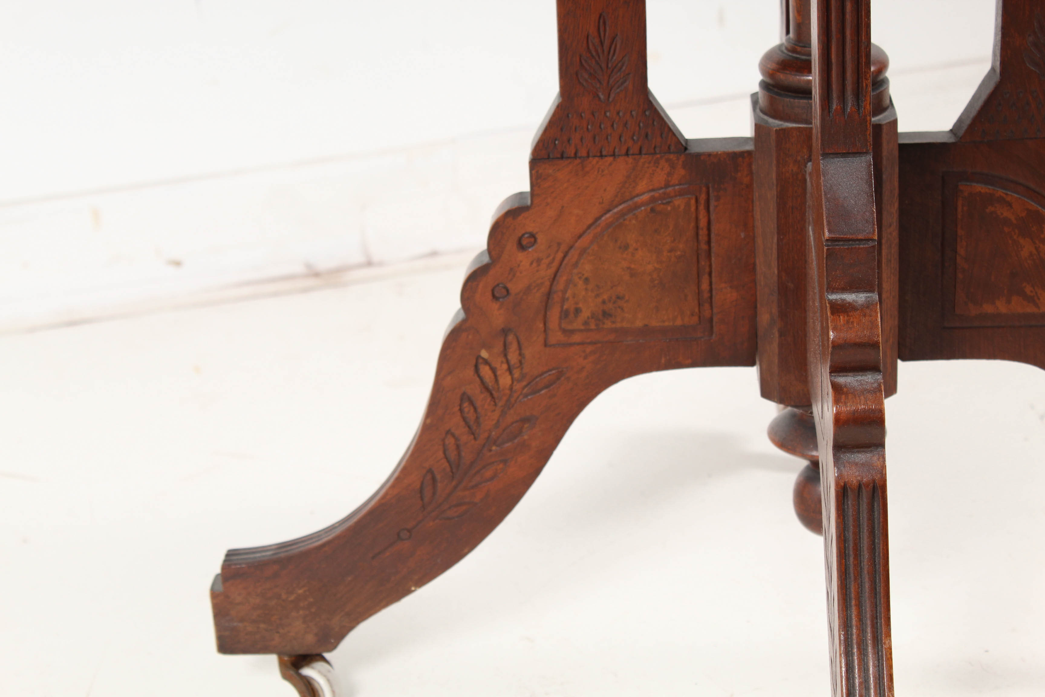 Antique Eastlake Walnut Accent Table with Marble Top