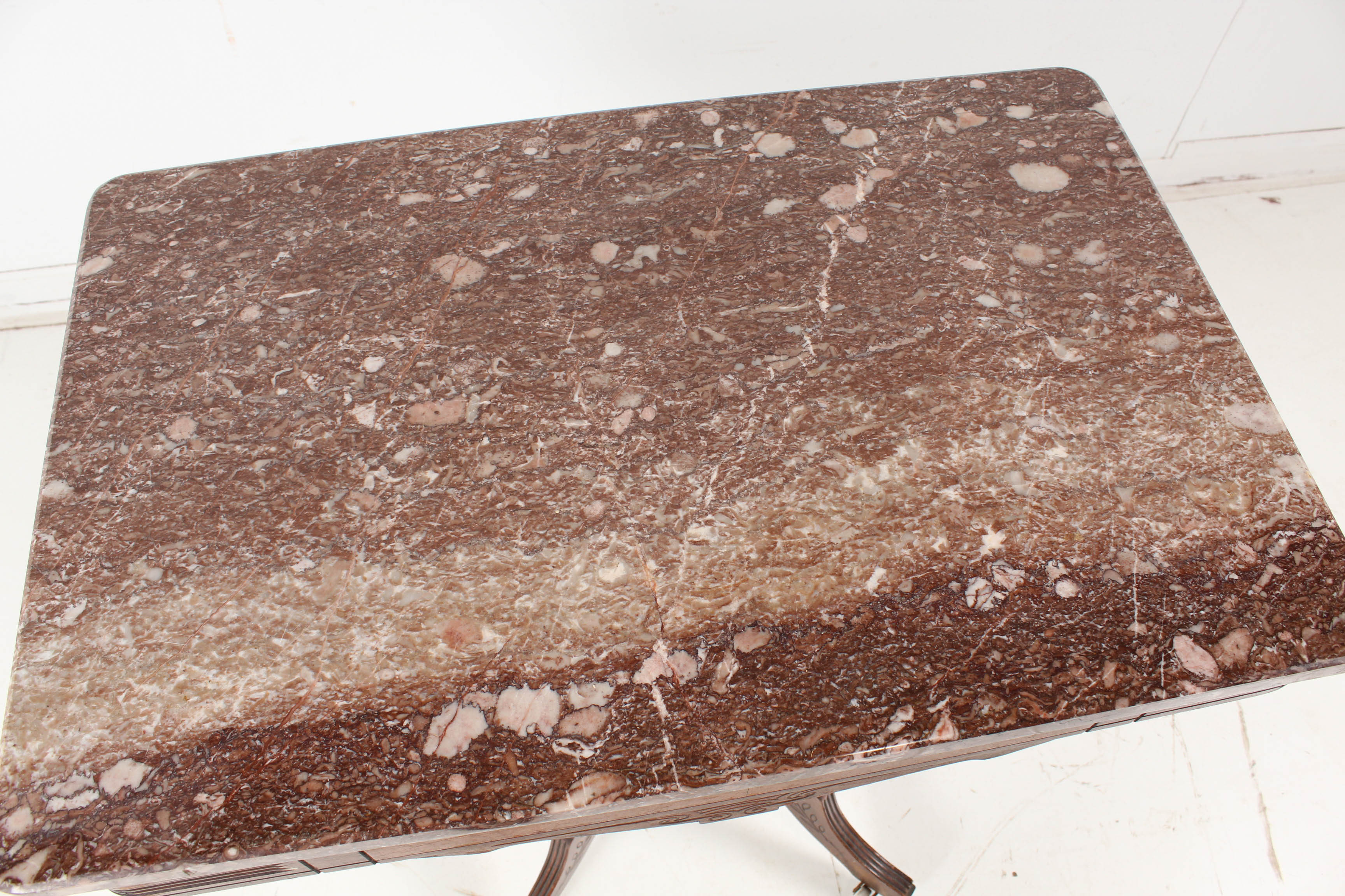 Antique Eastlake Walnut Accent Table with Marble Top