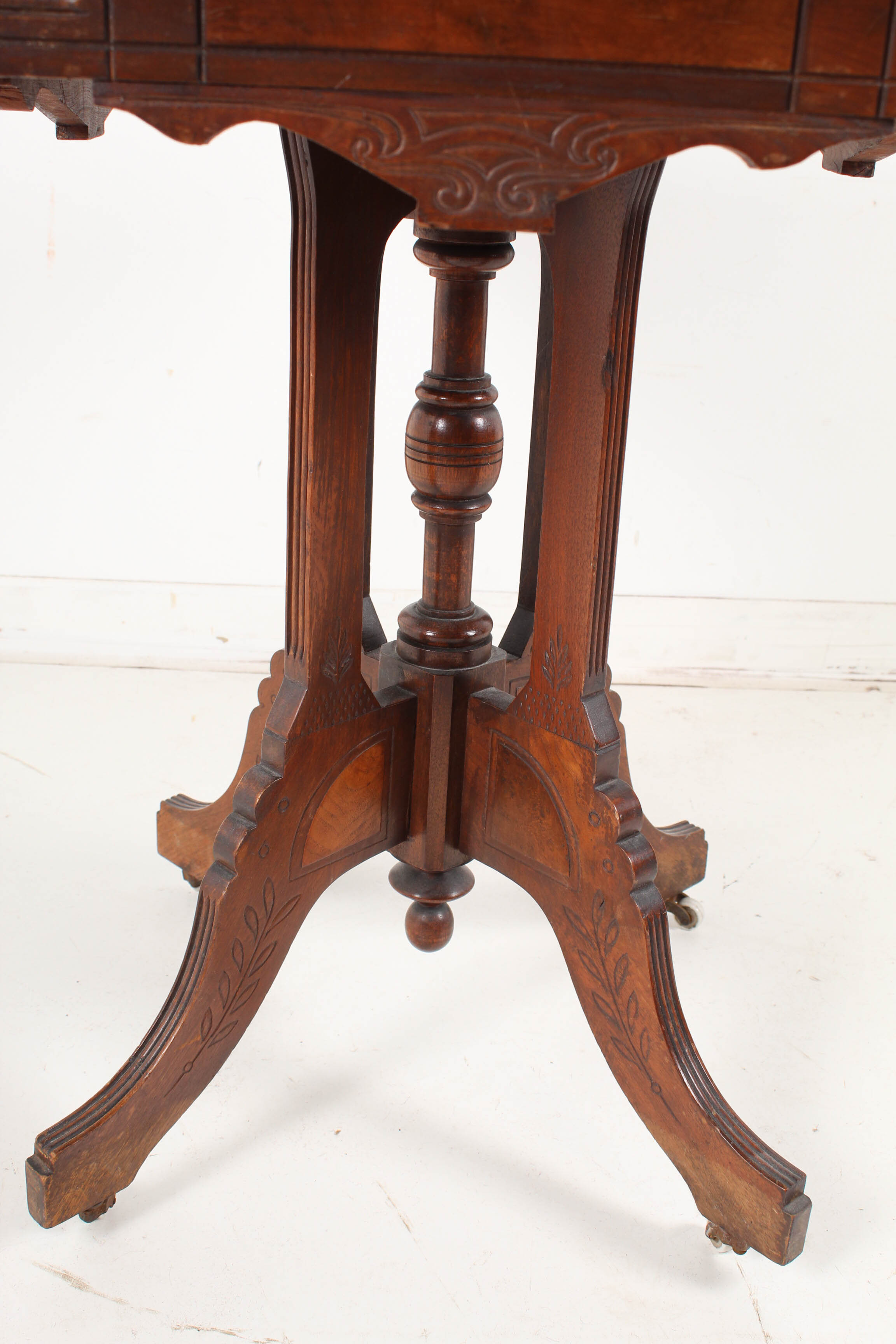 Antique Eastlake Walnut Accent Table with Marble Top