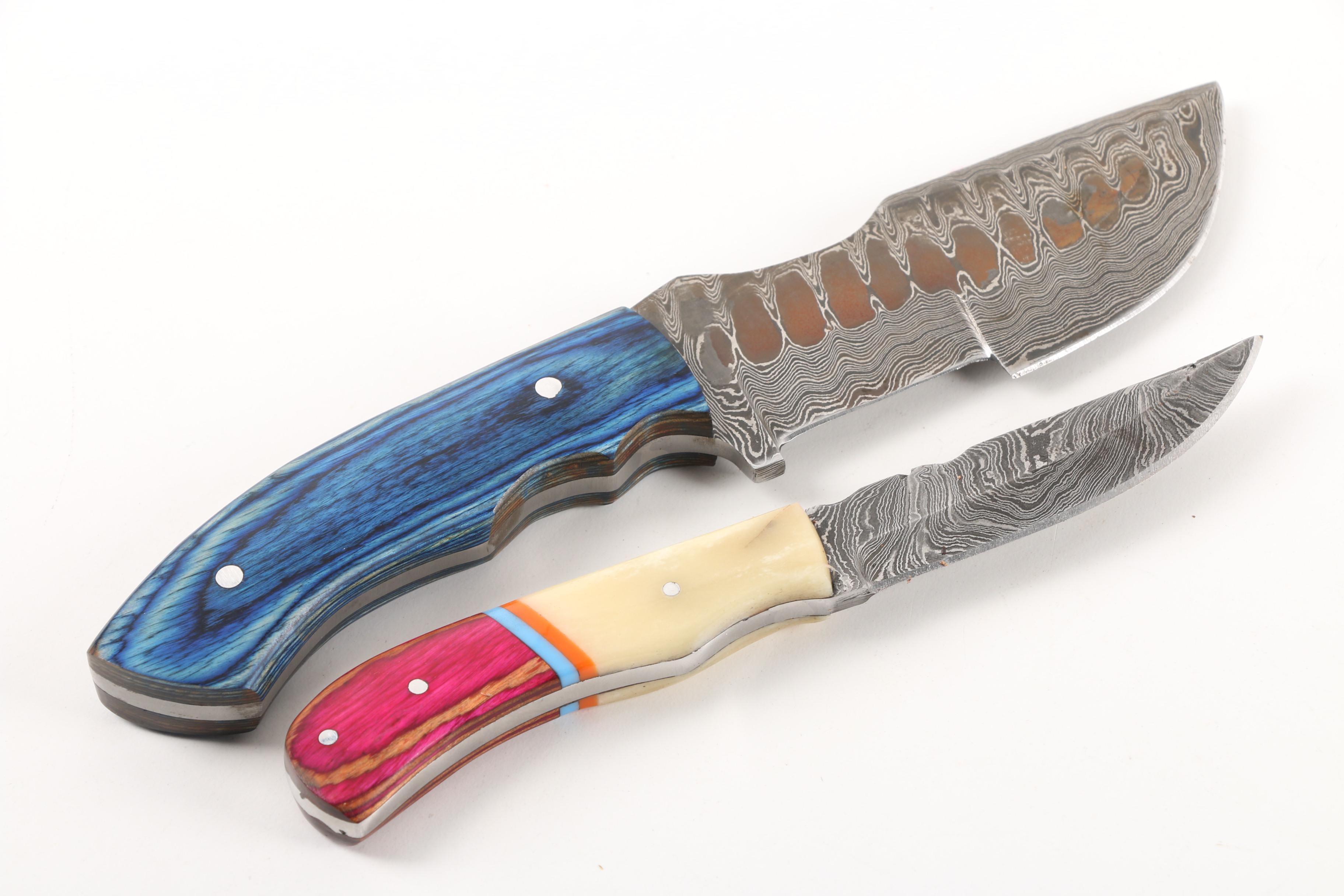 Damascus Steel Fixed Blade Knives, including Cutlery Salvation