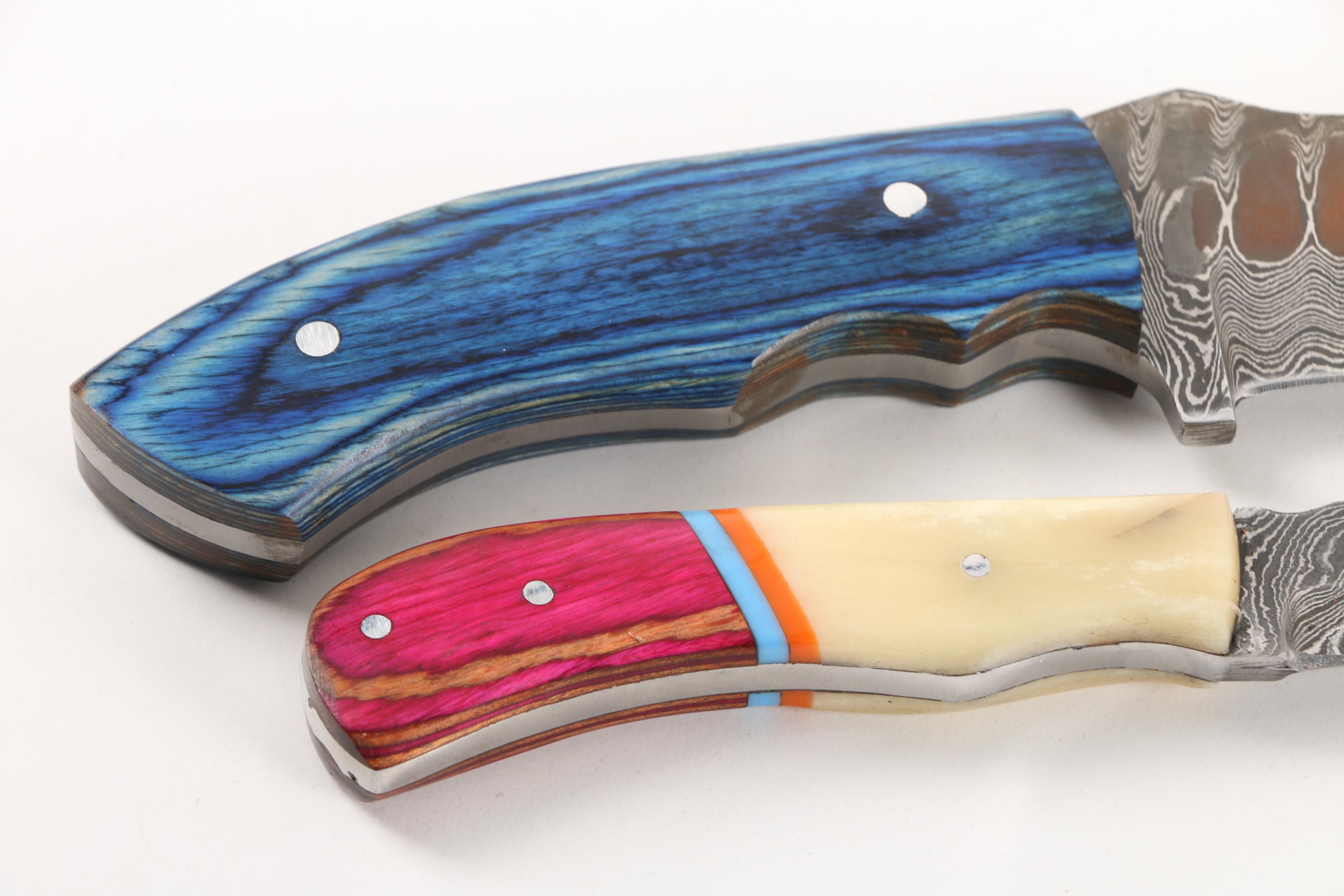 Damascus Steel Fixed Blade Knives, including Cutlery Salvation