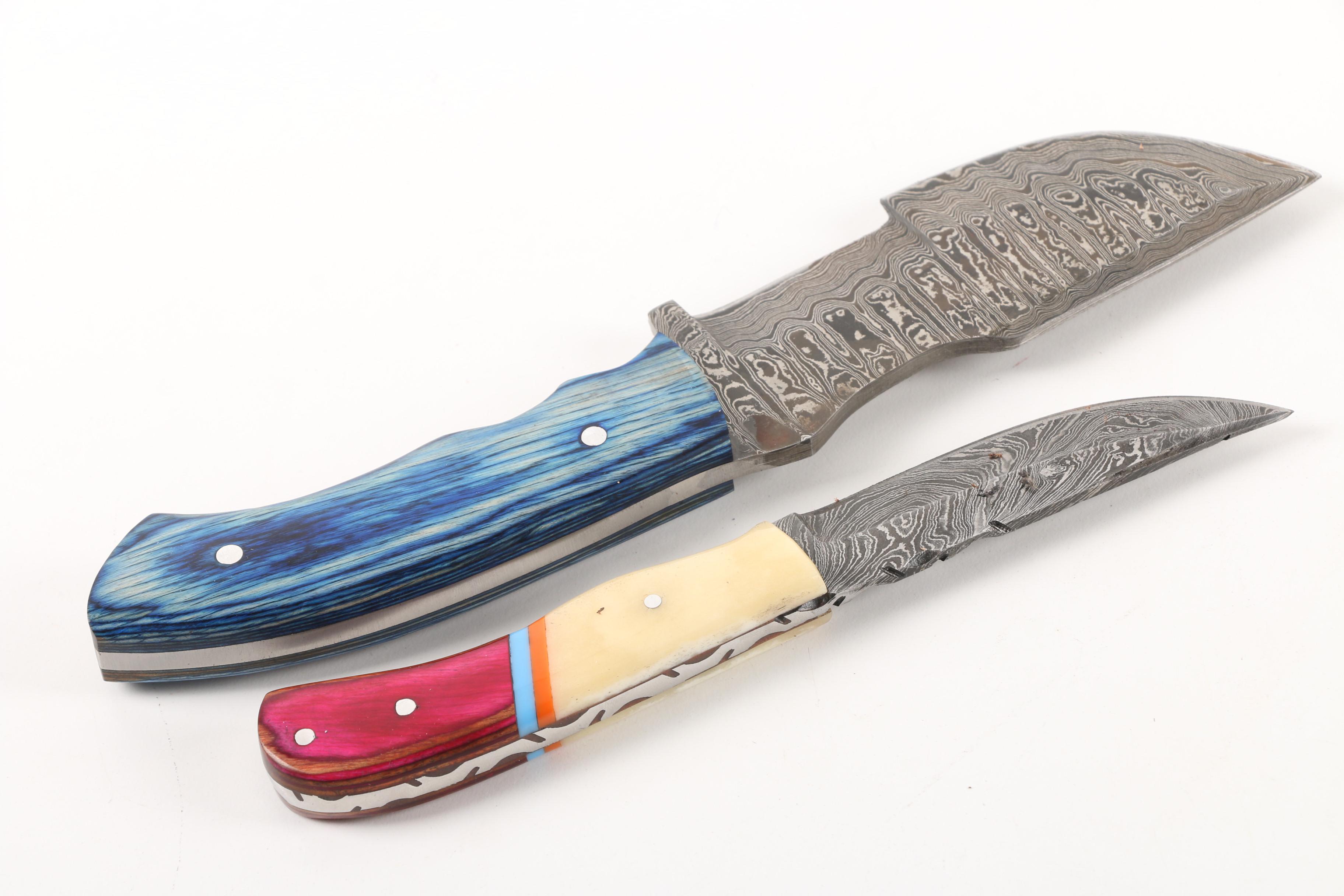 Damascus Steel Fixed Blade Knives, including Cutlery Salvation