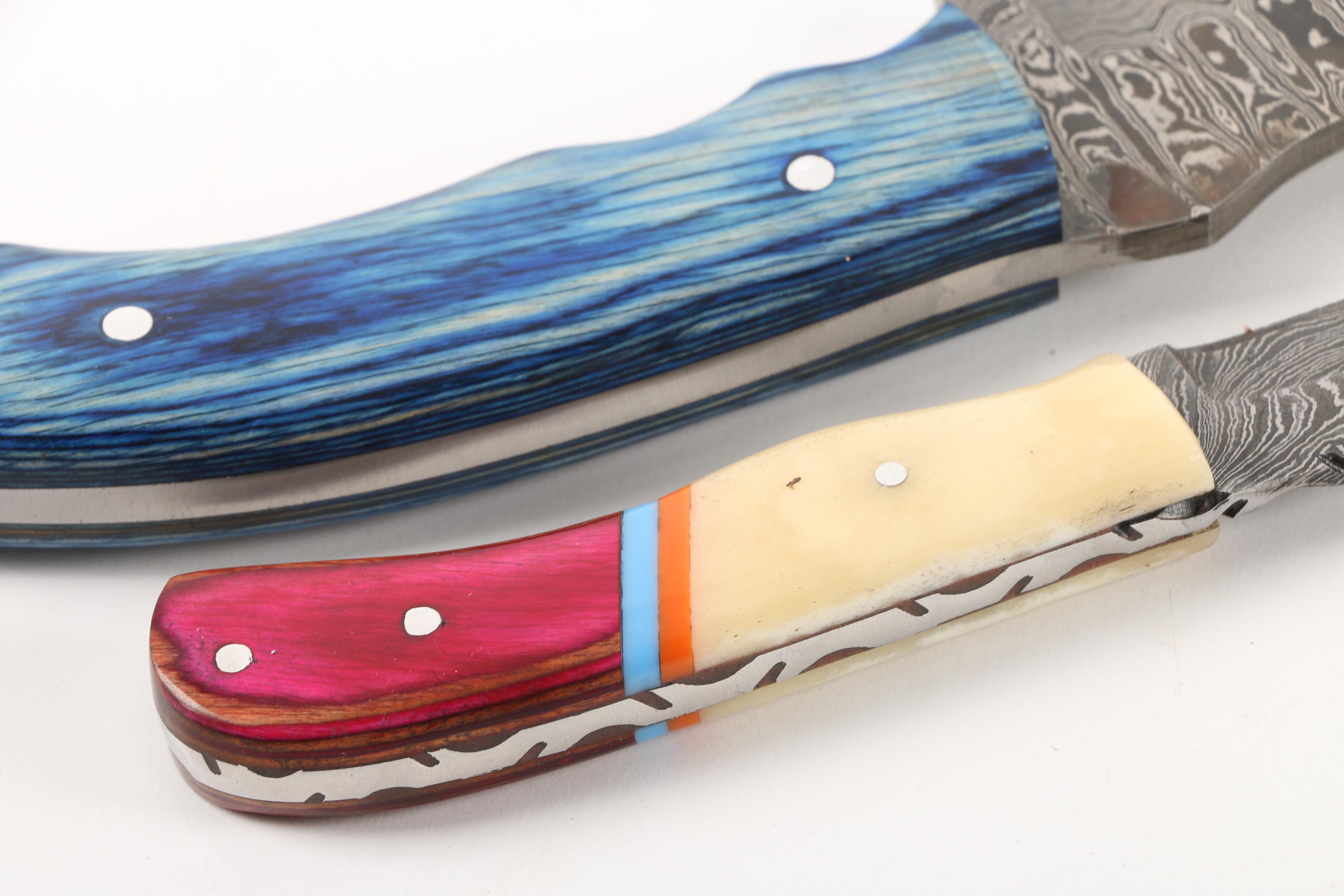 Damascus Steel Fixed Blade Knives, including Cutlery Salvation