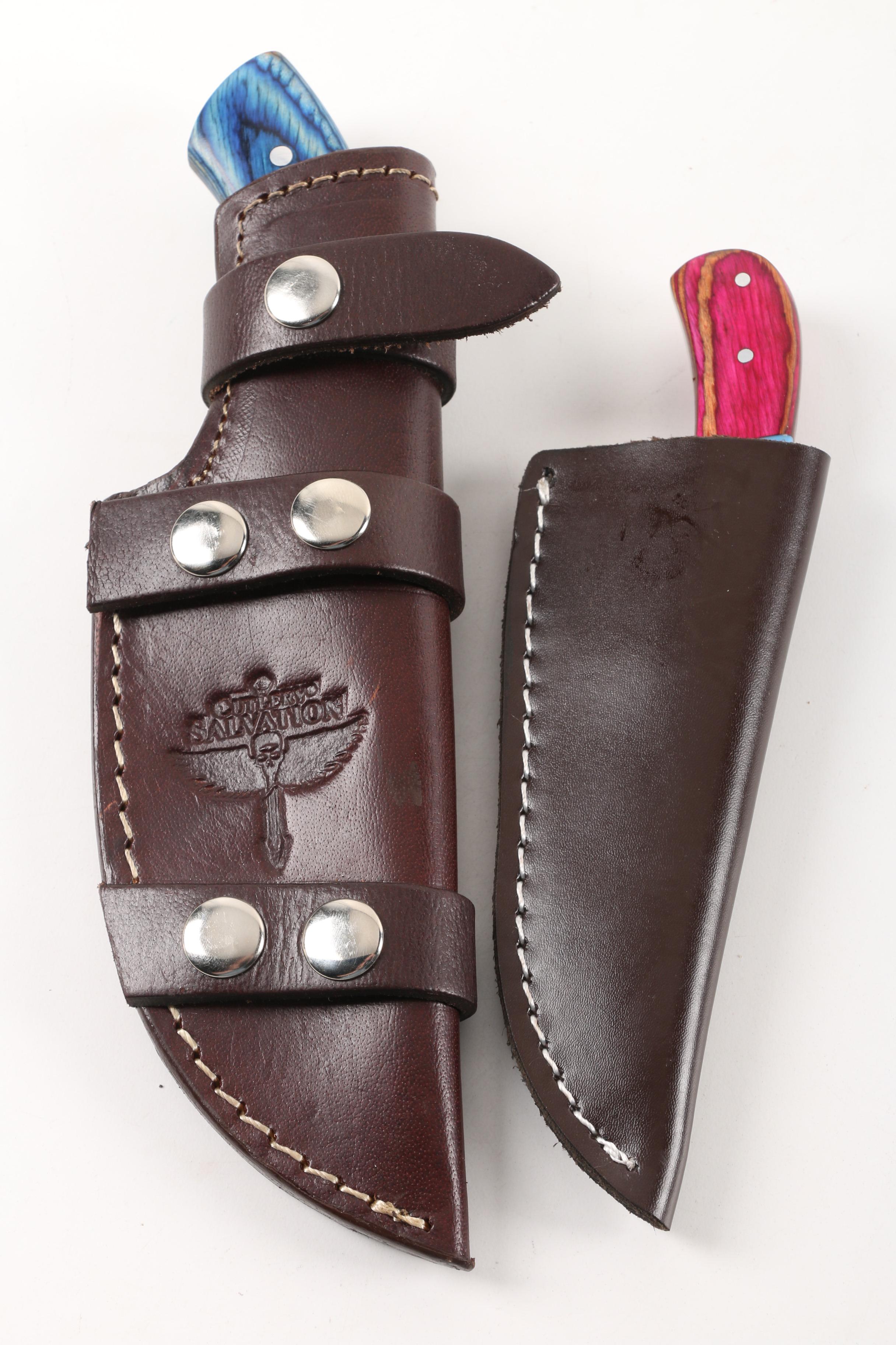 Damascus Steel Fixed Blade Knives, including Cutlery Salvation