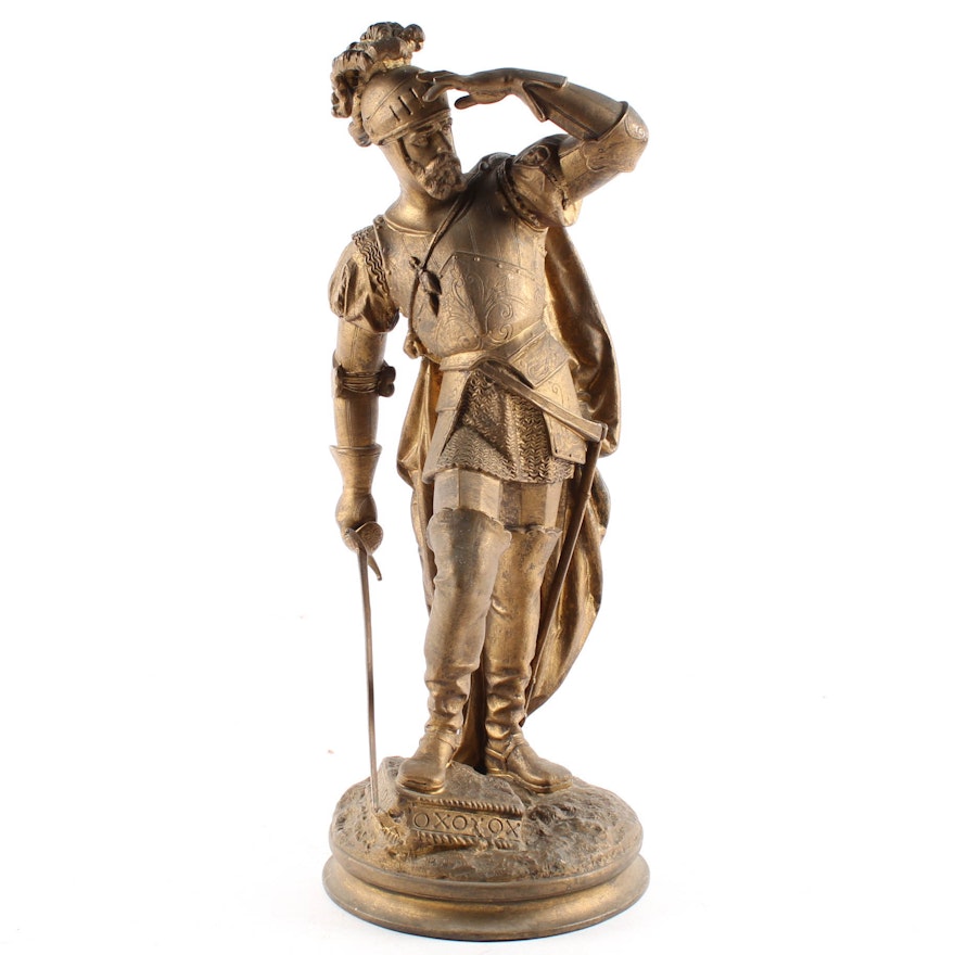 Spelter Metal Sculpture of a Conquistador